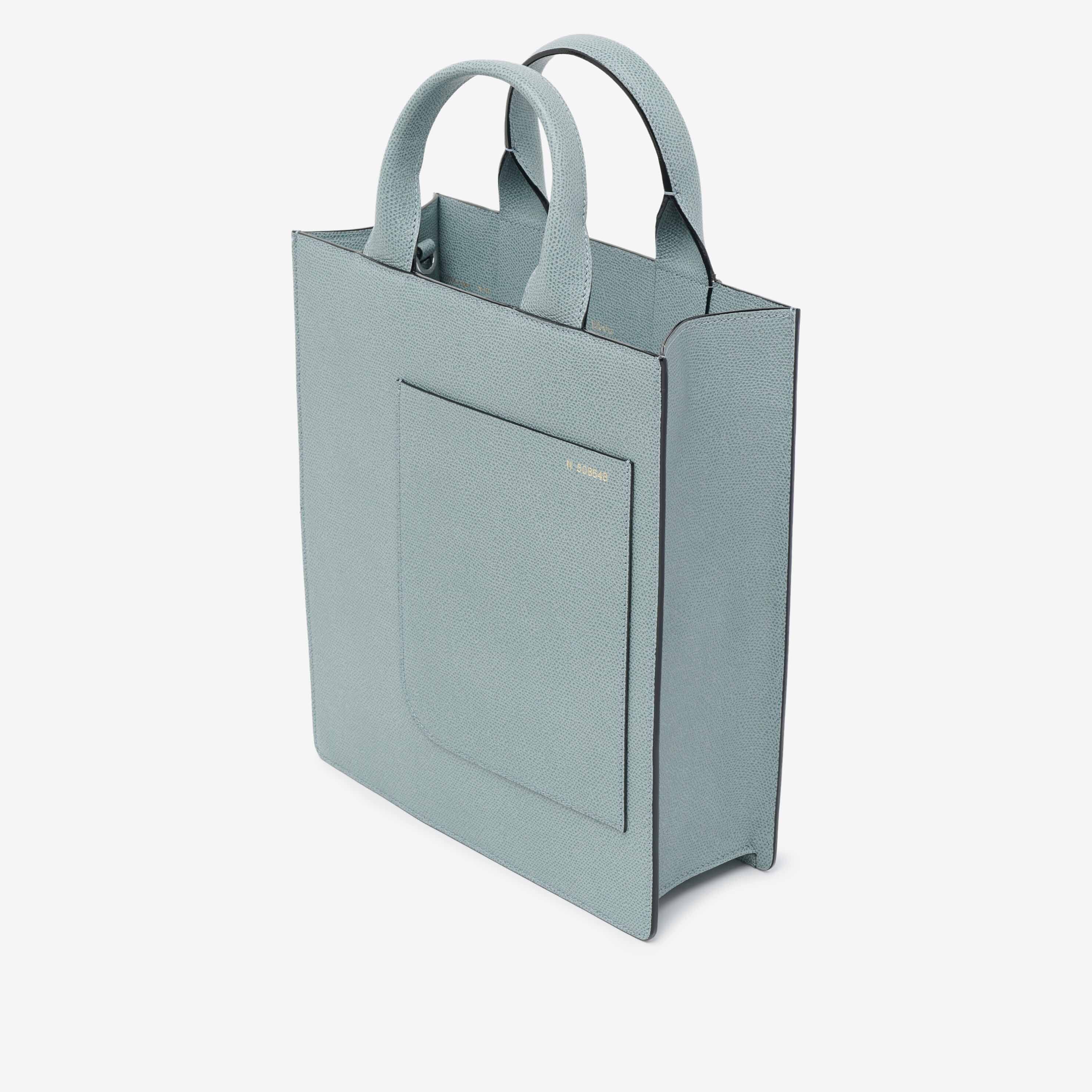 Boxy top handle mini bag - Smokey Blue - Vitello VS - Valextra - 6