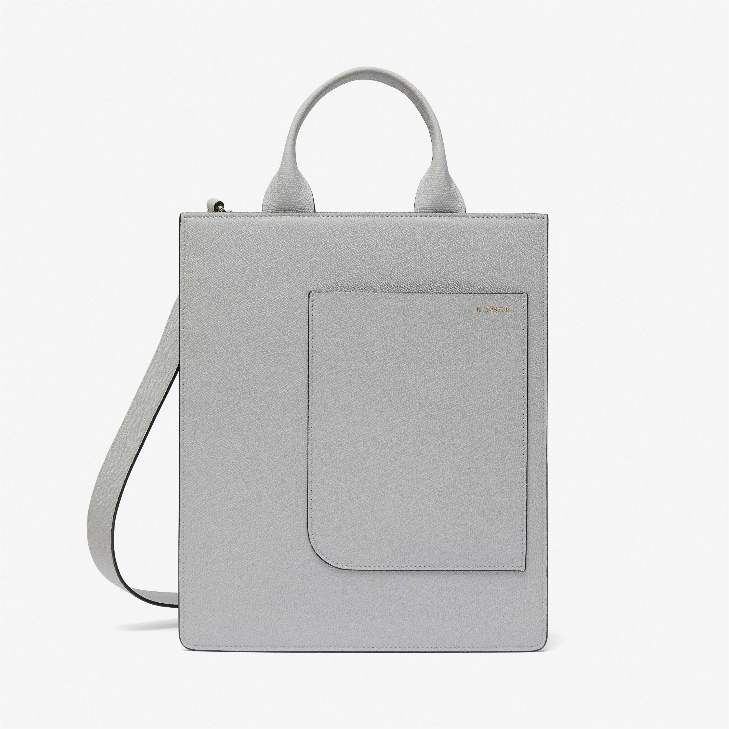 Boxy top handle mini bag - Stone Grey - Vitello VS - Valextra - 1