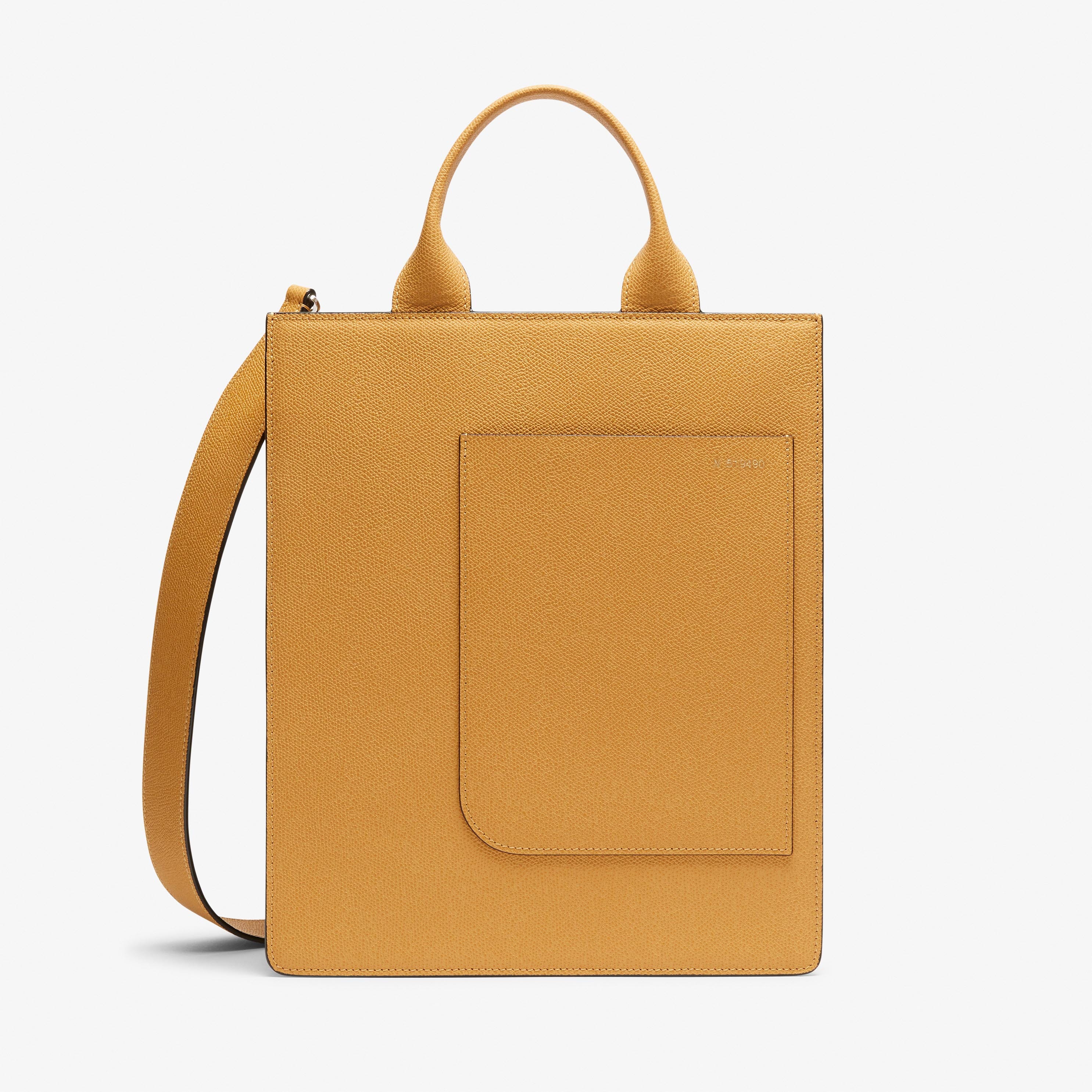 Boxy top handle mini bag - Amber Yellow - Vitello VS - Valextra - 1