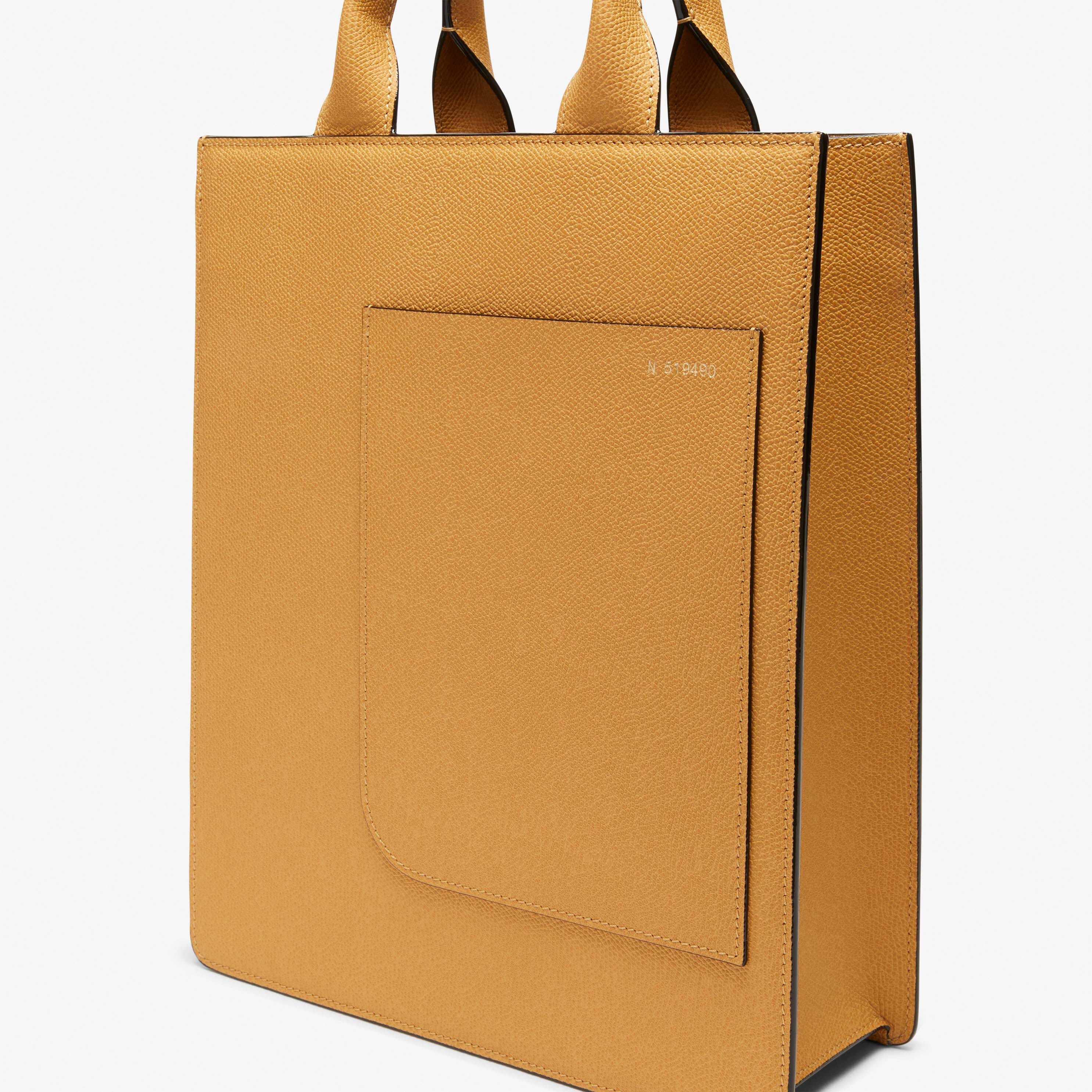Boxy top handle mini bag - Amber Yellow - Vitello VS - Valextra - 3