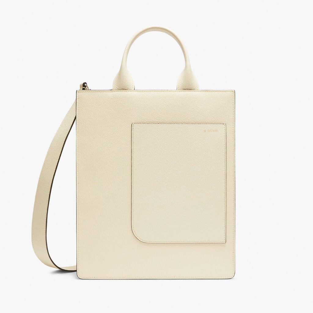 Boxy top handle mini bag - Pergamena White