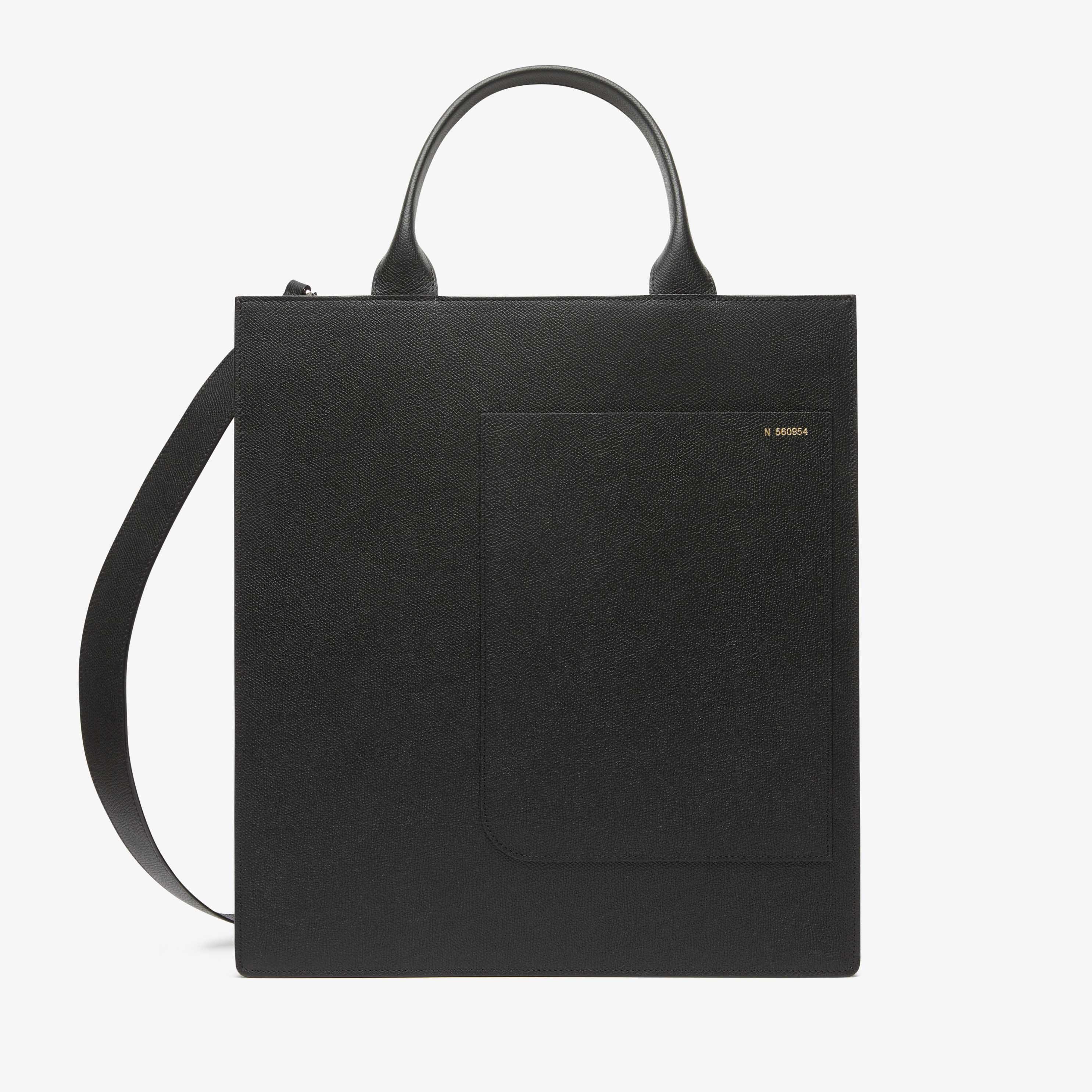 Boxy Top Handle Medium Bag - Black - Vitello VS - Valextra - 1