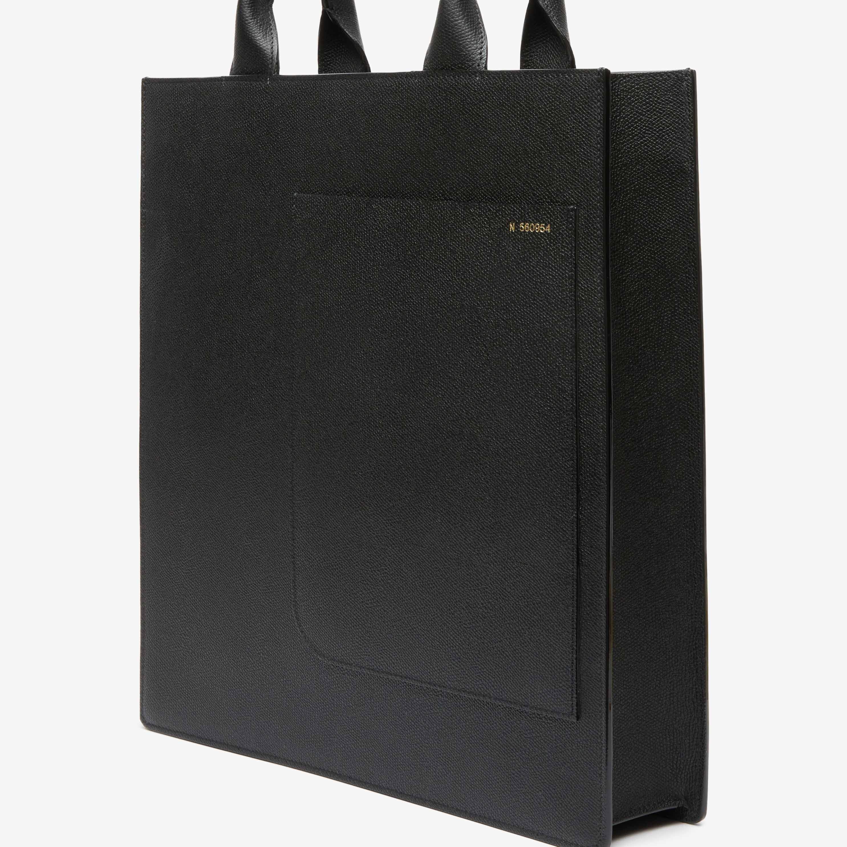 Boxy Top Handle Medium Bag - Black - Vitello VS - Valextra - 3