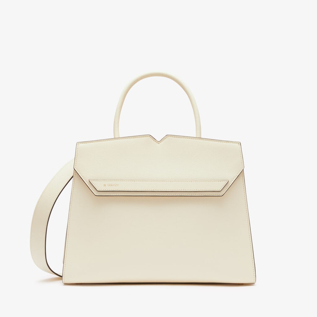 Double Top Handle Structured Bag - White