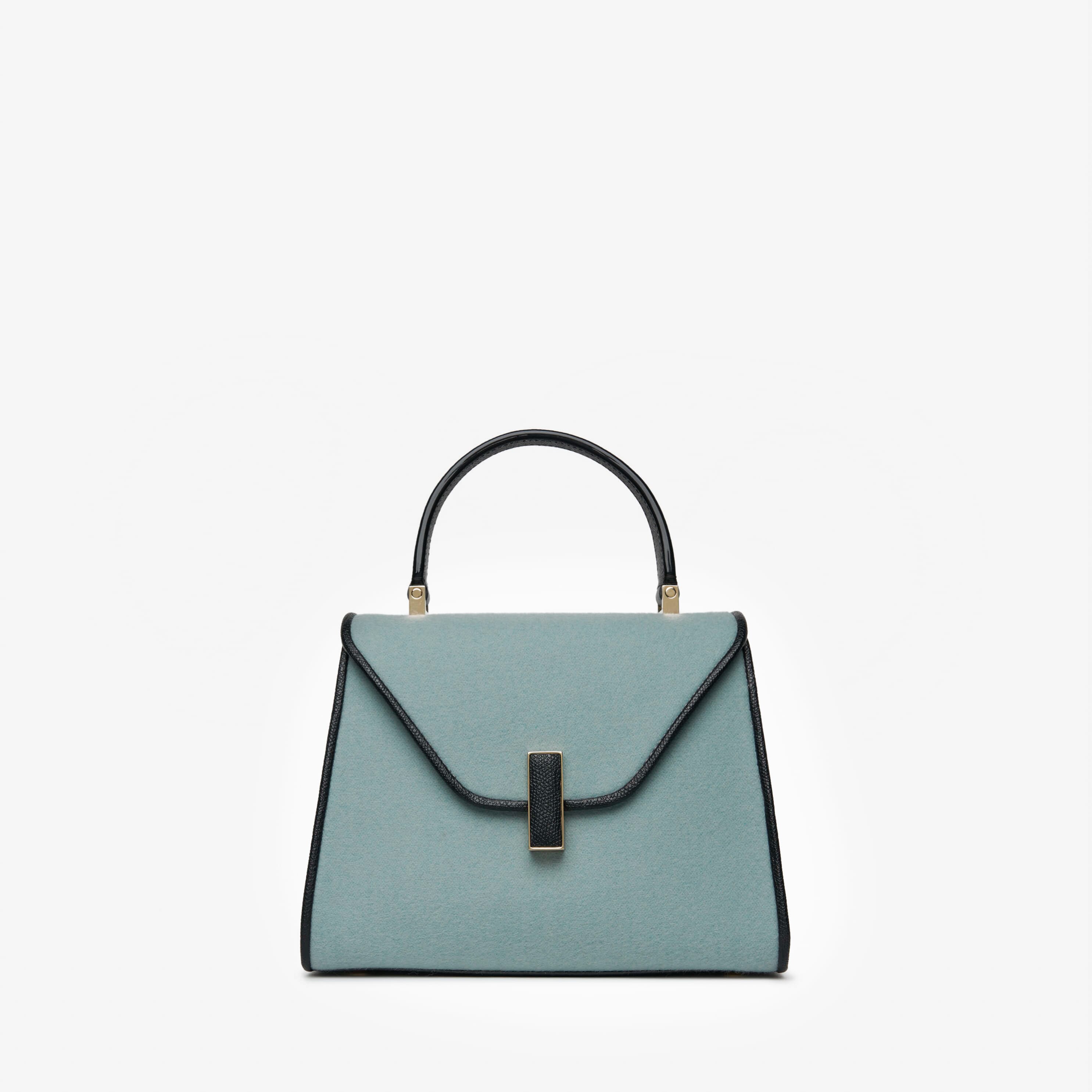 Iside Mini Cashmere Bag - Cornflower Blue/Black/Emerald Green - Lana double/Vitello VS - Valextra - 1