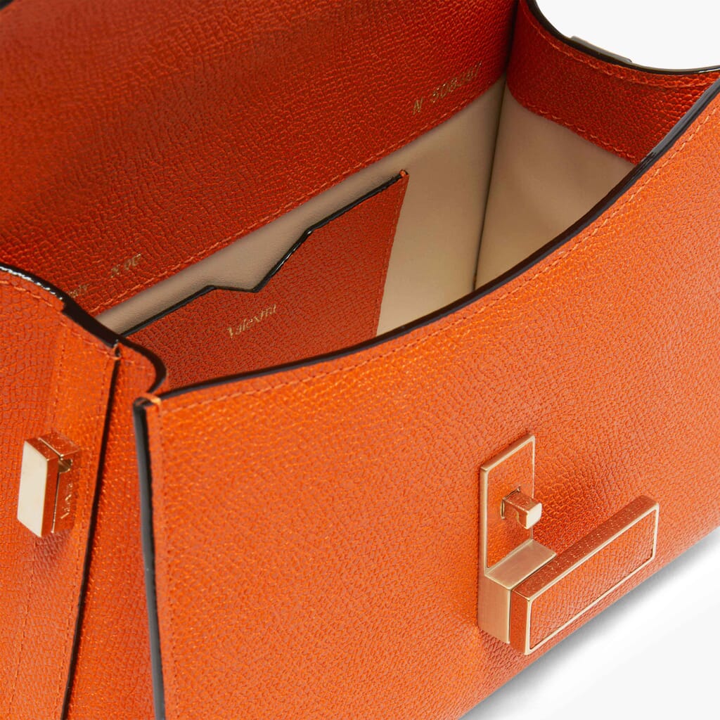 Orange Leather Micro top handle bag Valextra Iside