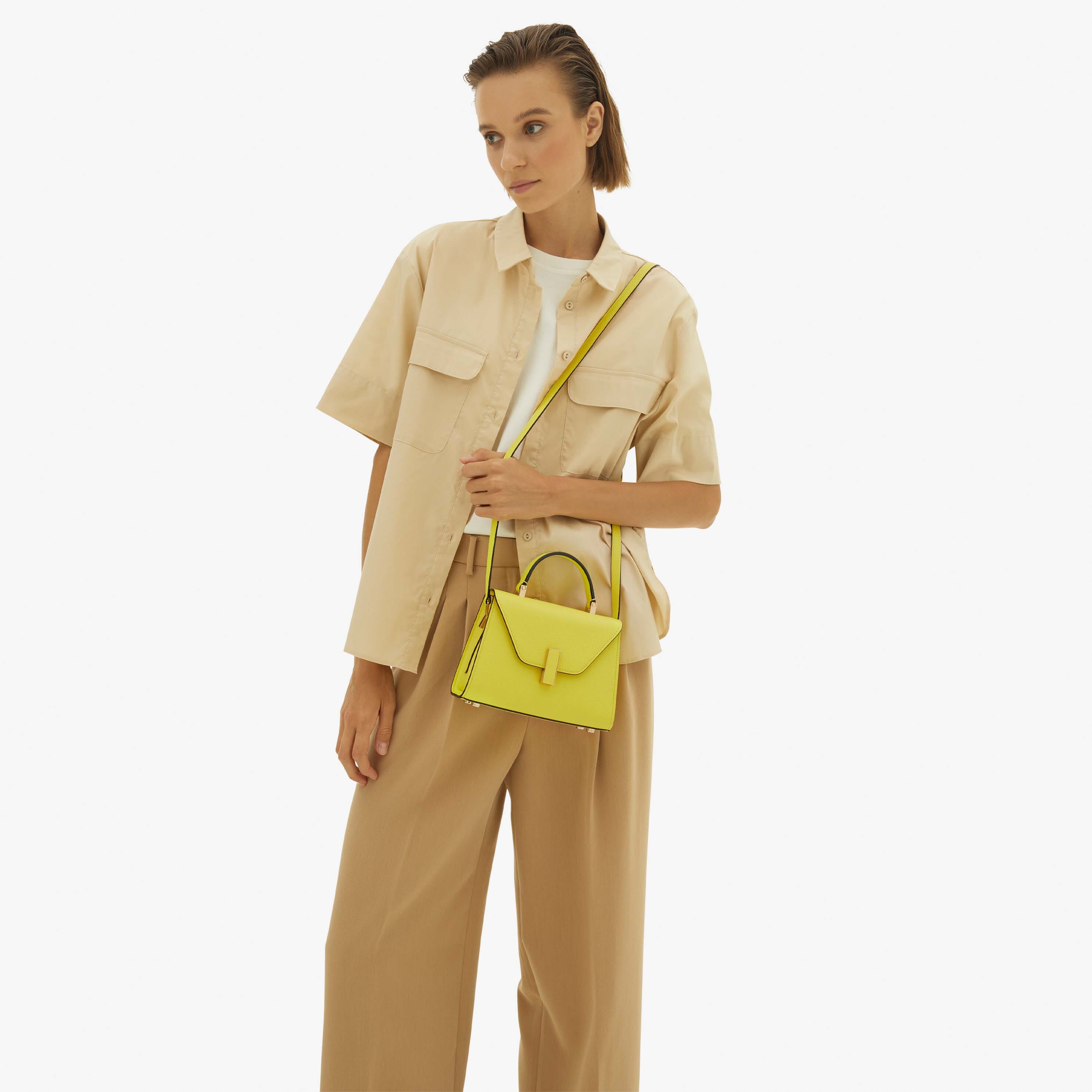 Lime Yellow Leather Micro top handle bag | Valextra Iside