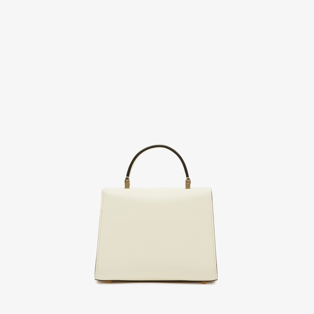 White Leather Micro top handle bag