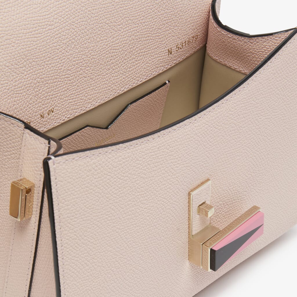 Valextra, Micro Handbag Iside Calf Leather Vs Closure Resin 1 Light Gold, Peony/Blush/Nero