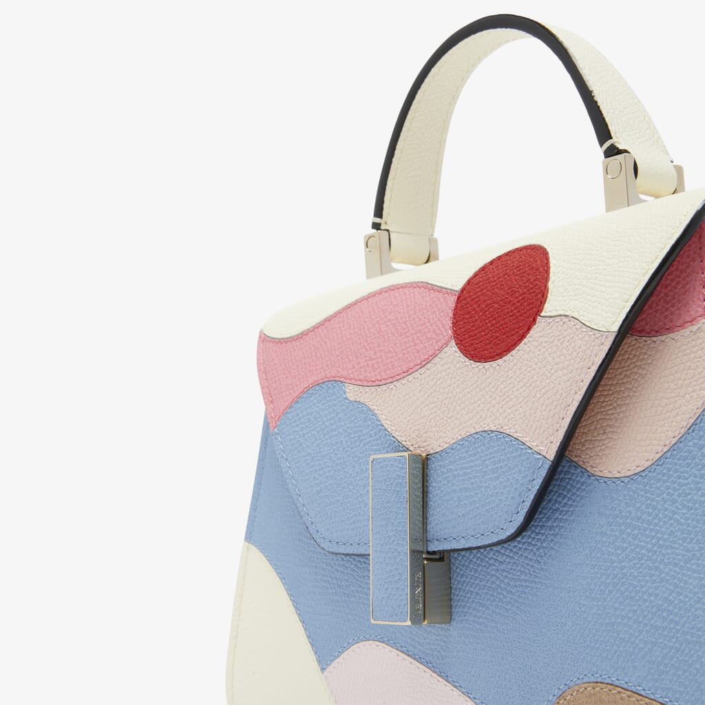 Iside crossbody micro bag - Pergamena White/Shirt Blue/Blush Pink/Love Red - Vitello VS-Intarsio Paesaggio - Valextra - 3