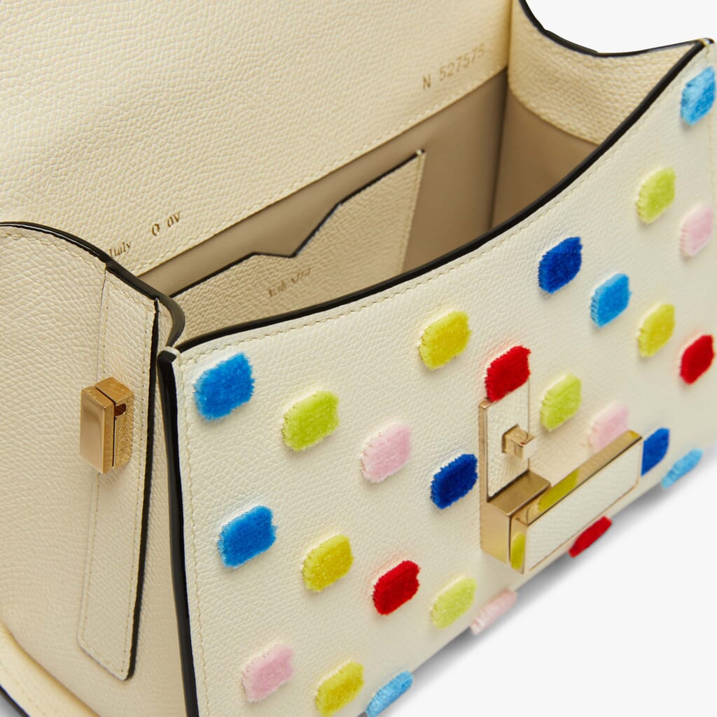 MICRO HANDBAG ISIDE SQUARE VELVET EMBROIDERY CALF LEATHER VS LIGHT GOLD,WWX1,gallery image number 0