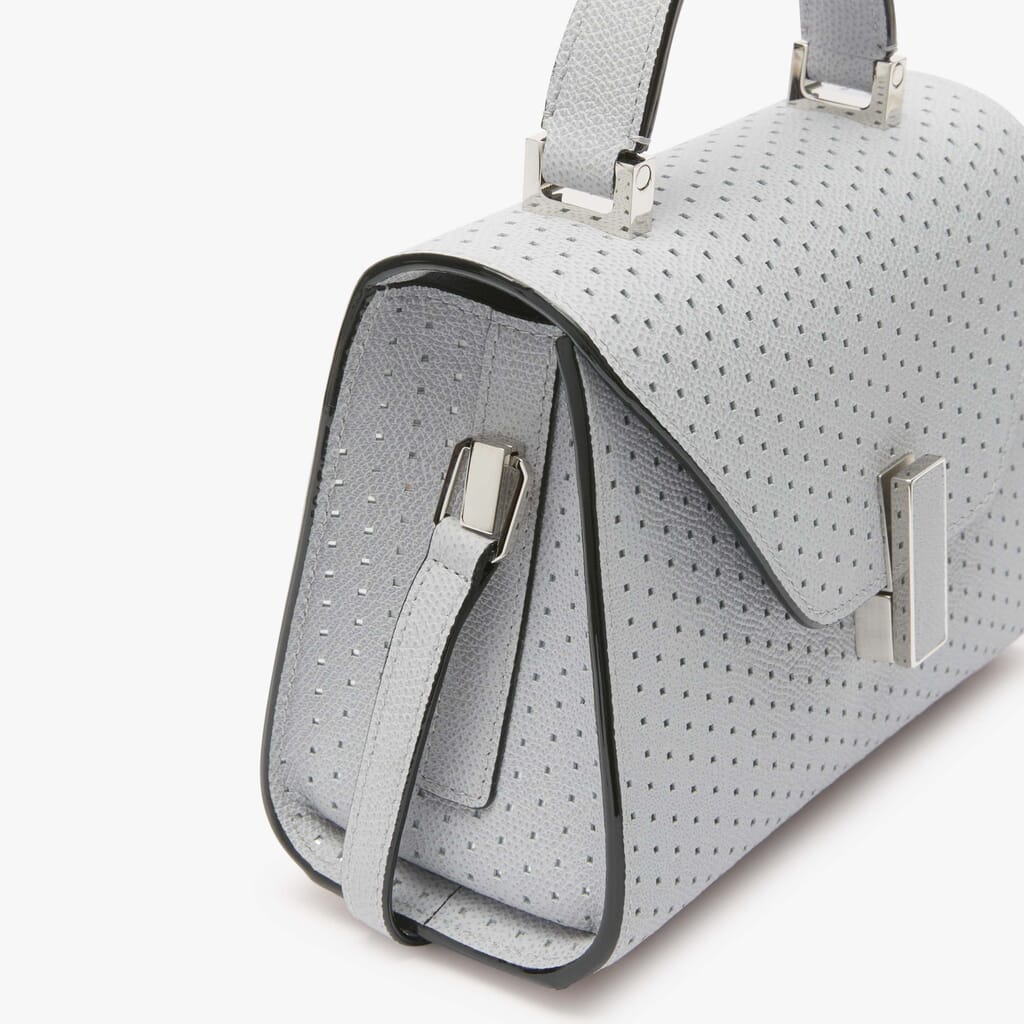 Iside Senses Crossbody Micro Bag - Stone Grey/Silver - Vitello VS-Foratura Laminata - Valextra - 3