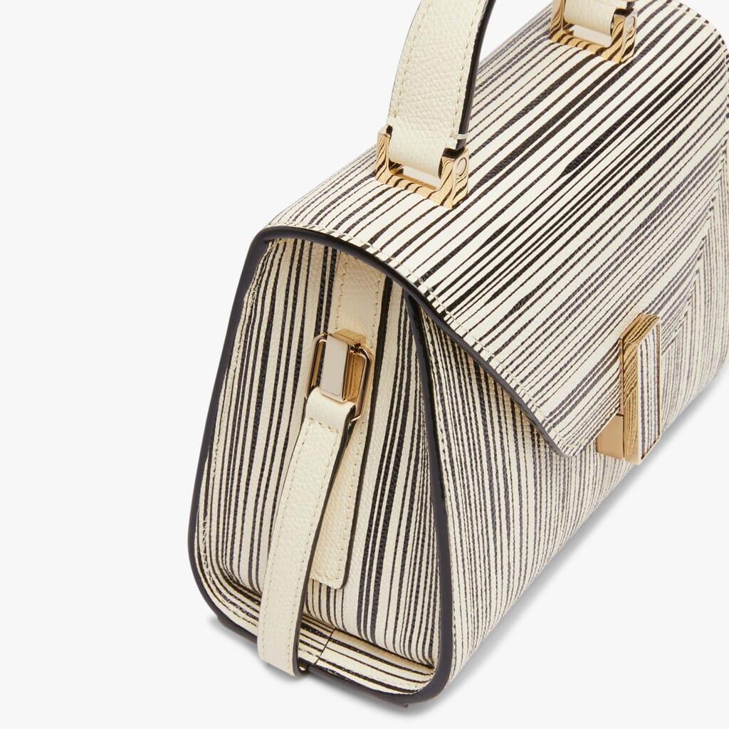 Iside Sketch Crossbody Micro bag - Pergamena White/Black - Vitello VS-China Righe - Valextra - 5