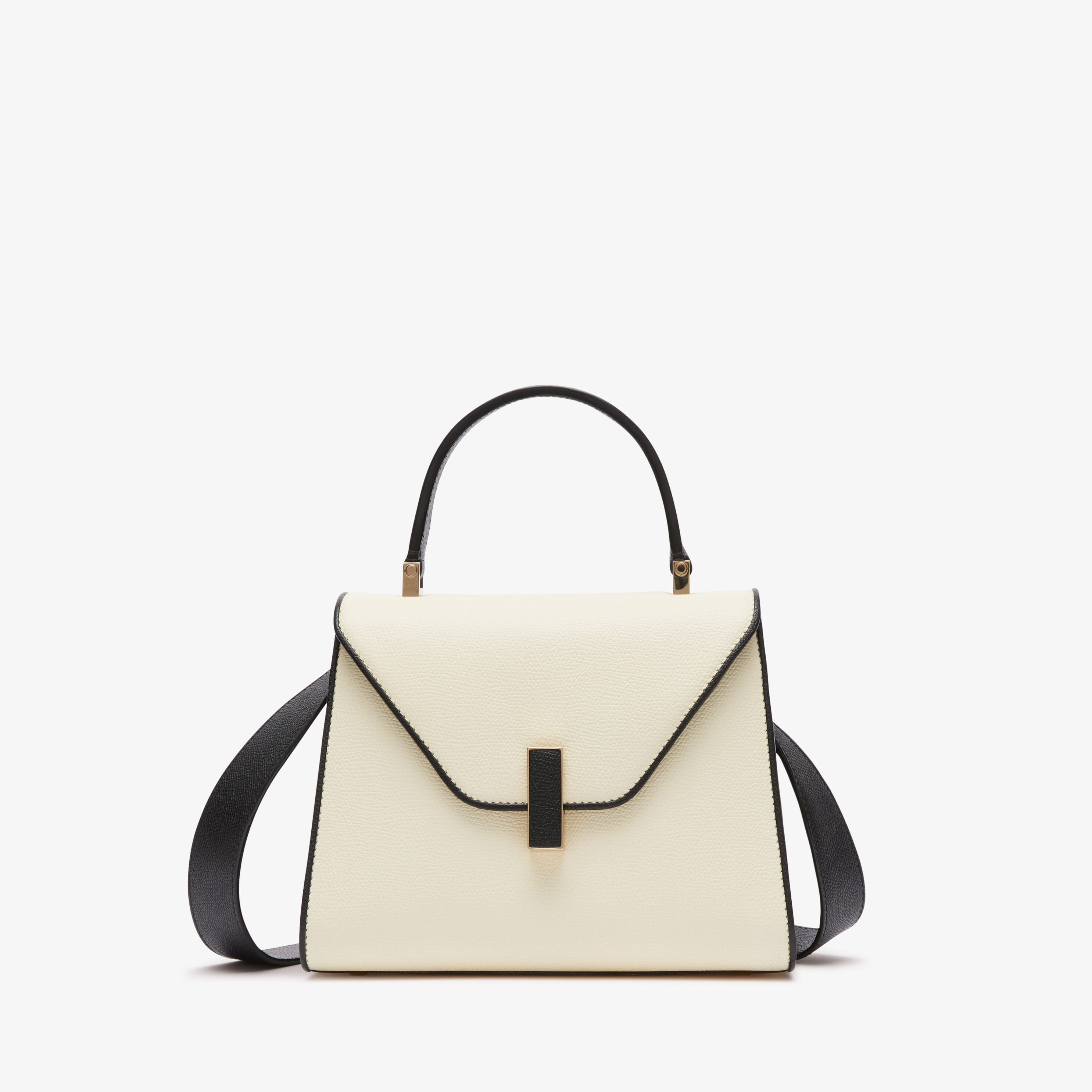 Iside chiaroscuro top handle mini bag - Pergamena White/Black - Vitello VS - Valextra - 1