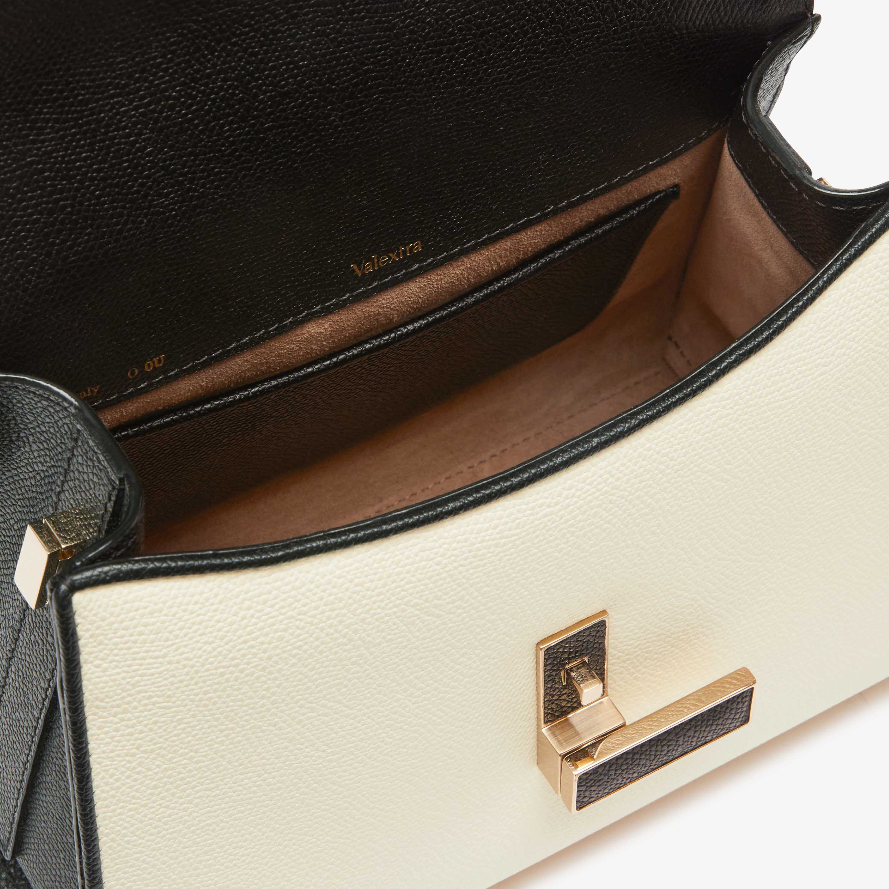 Mini iside chiaroscuro top handle bag - Pergamena White/Black - Vitello VS - Valextra - 2
