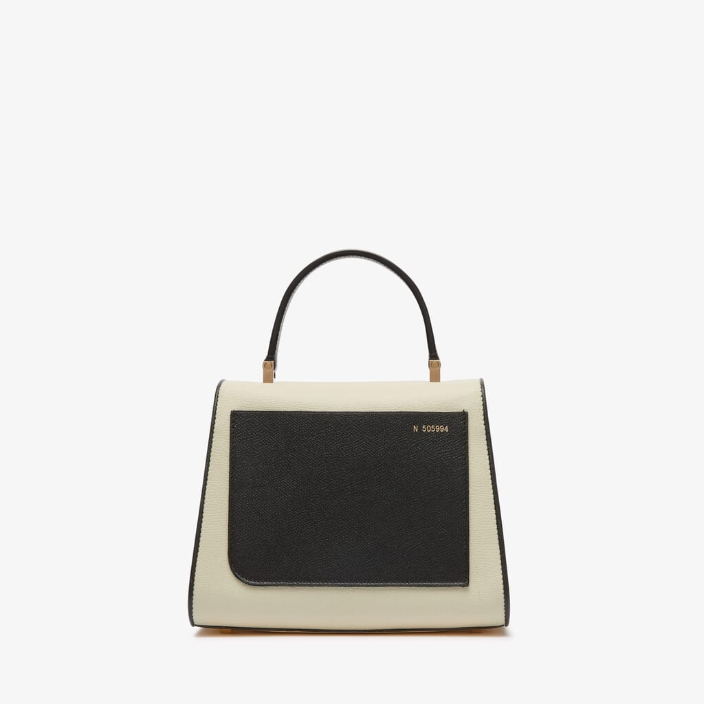 White Leather top handle bag with strap