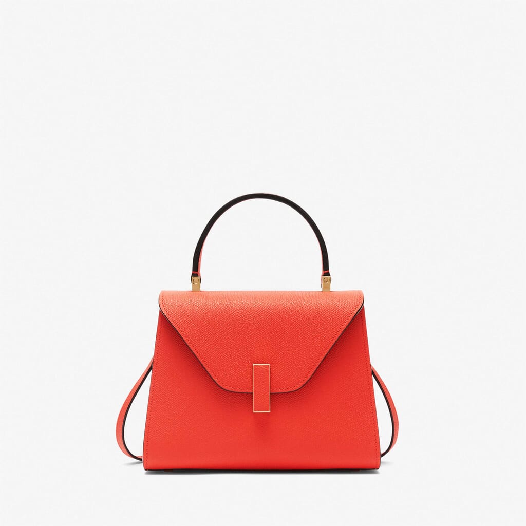 Poppy Red Leather compact top handle bag