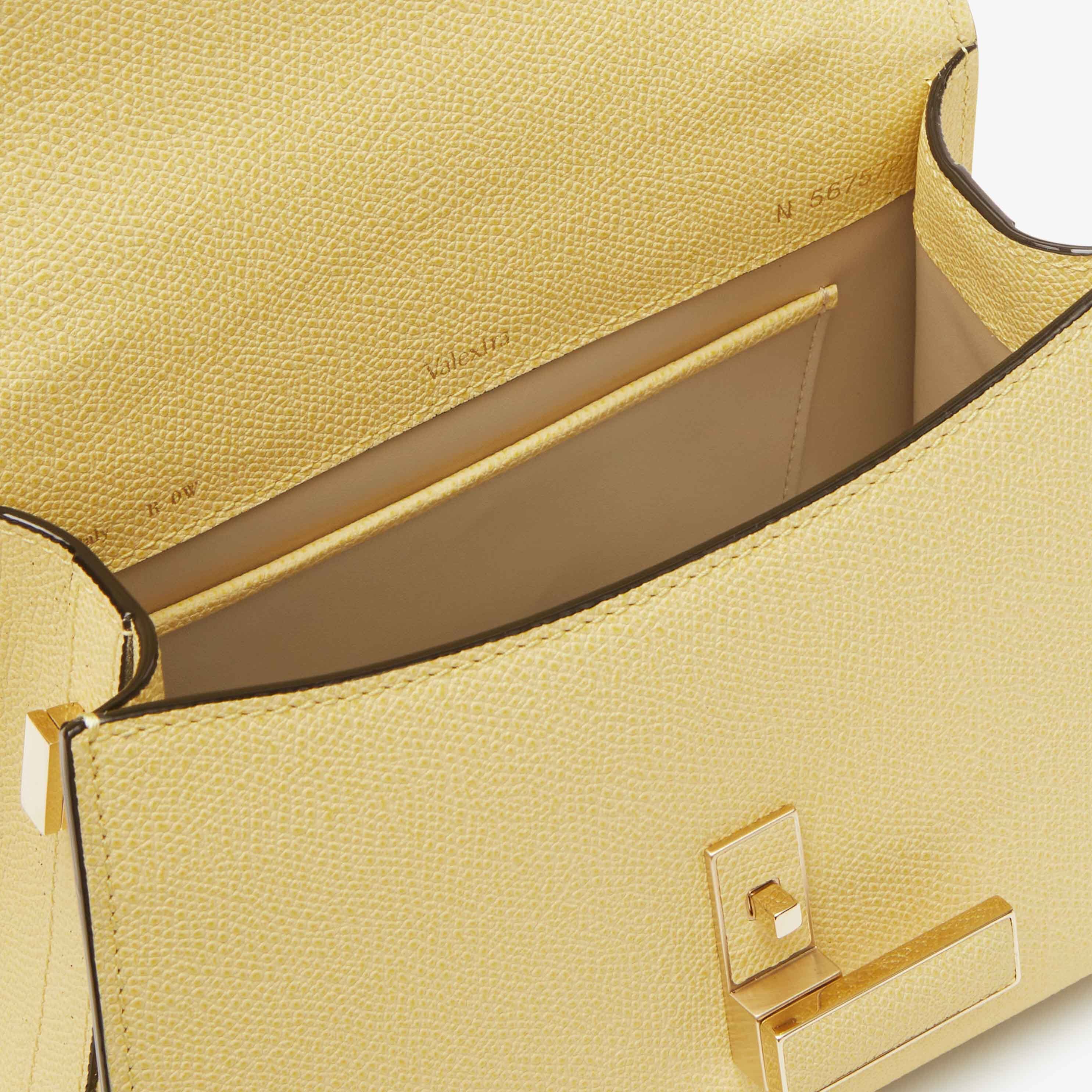 Iside Top handle mini bag - Vanilla Yellow - Vitello VS - Valextra - 3