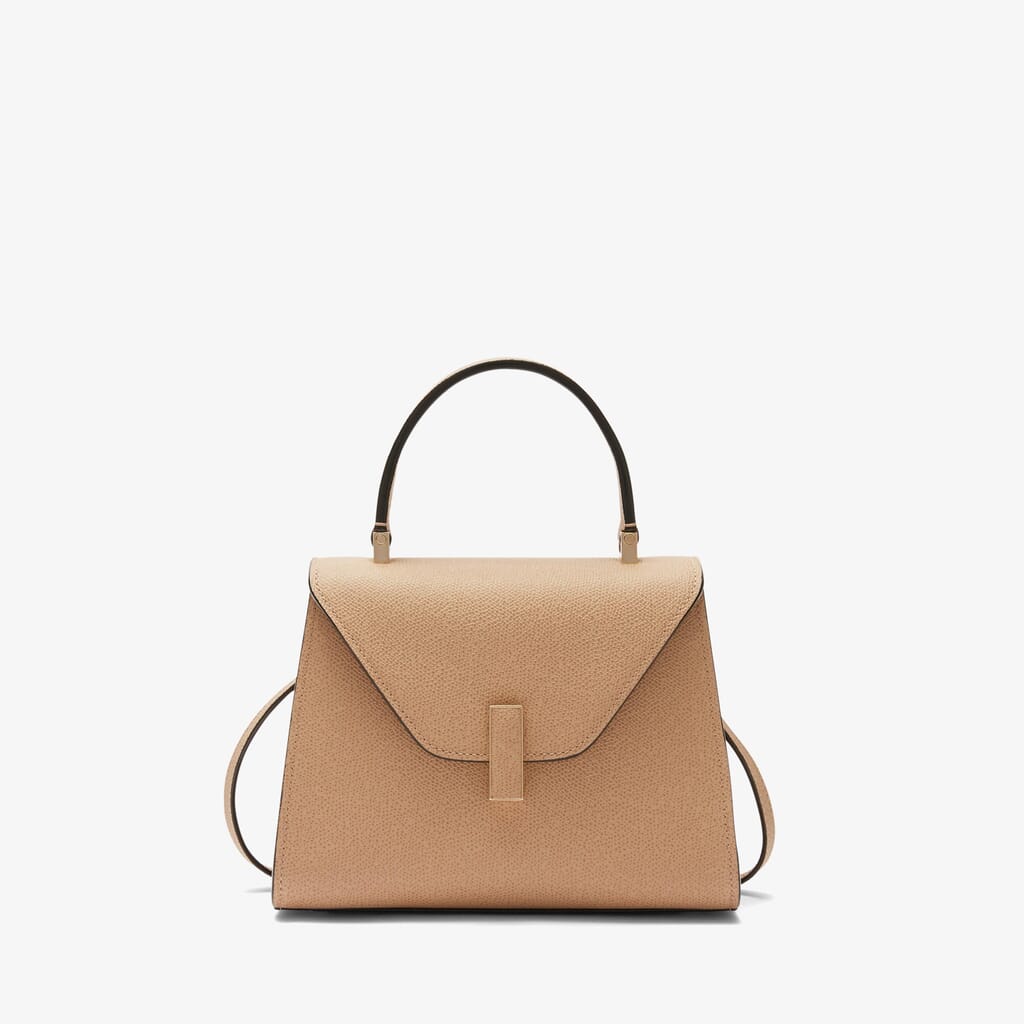 fængsel tempo cache Beige Leather Mini top handle bag with strap | Valextra Iside