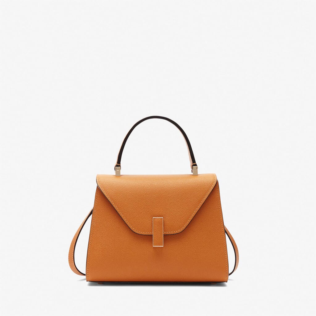 Iside: Brown Leather Mini top handle bag | Valextra