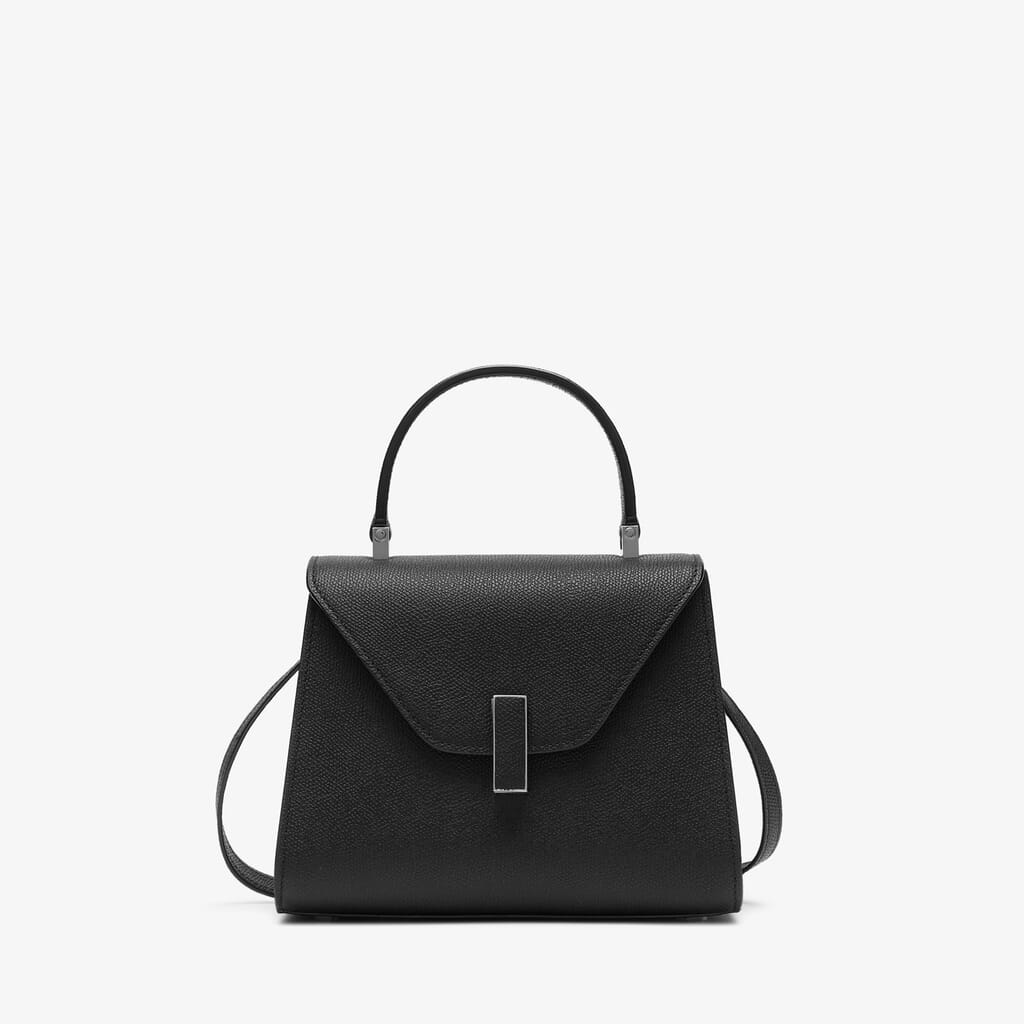 Black Leather Mini top handle bag | Valextra Iside