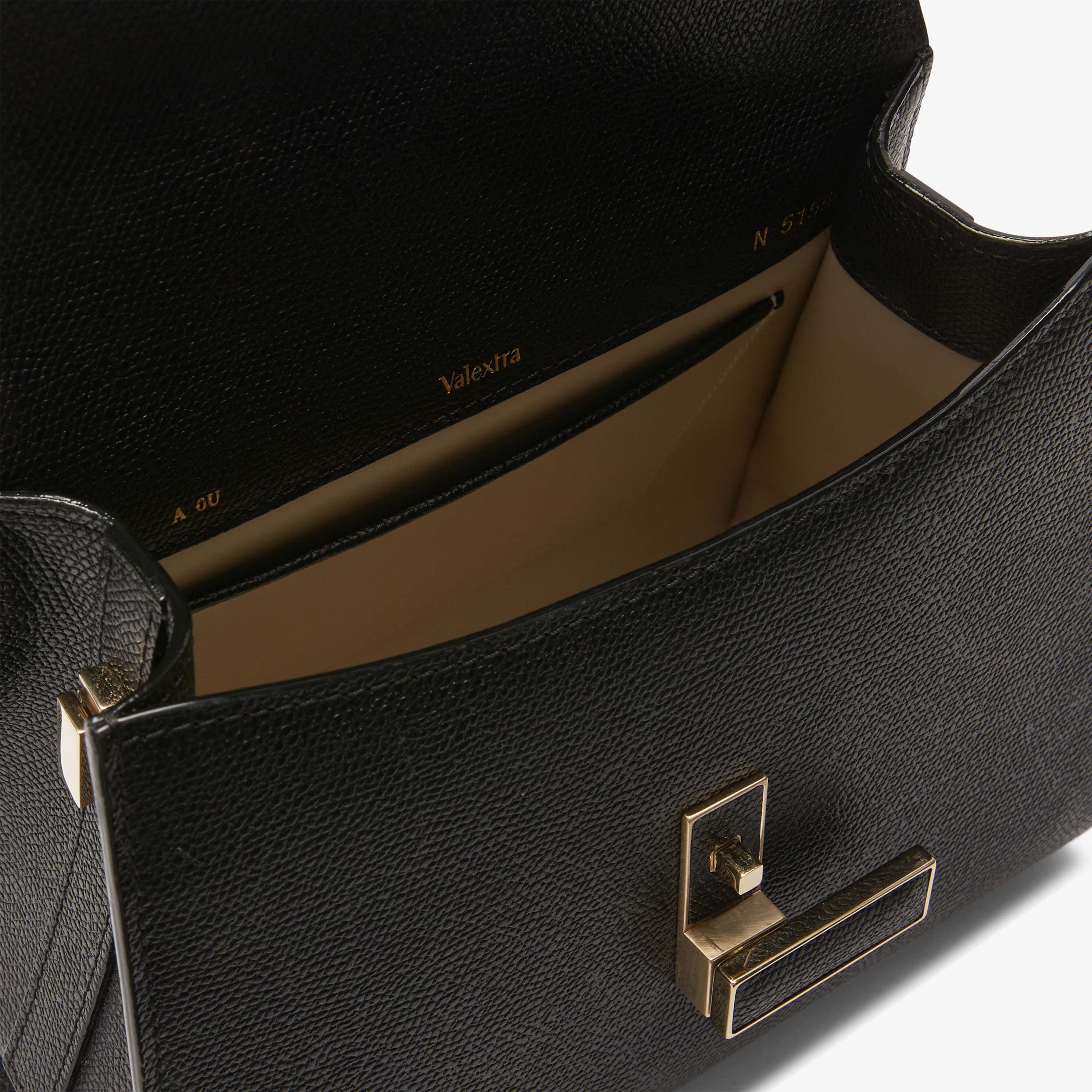 Black Leather handle bag with gold chain | Valextra Iside