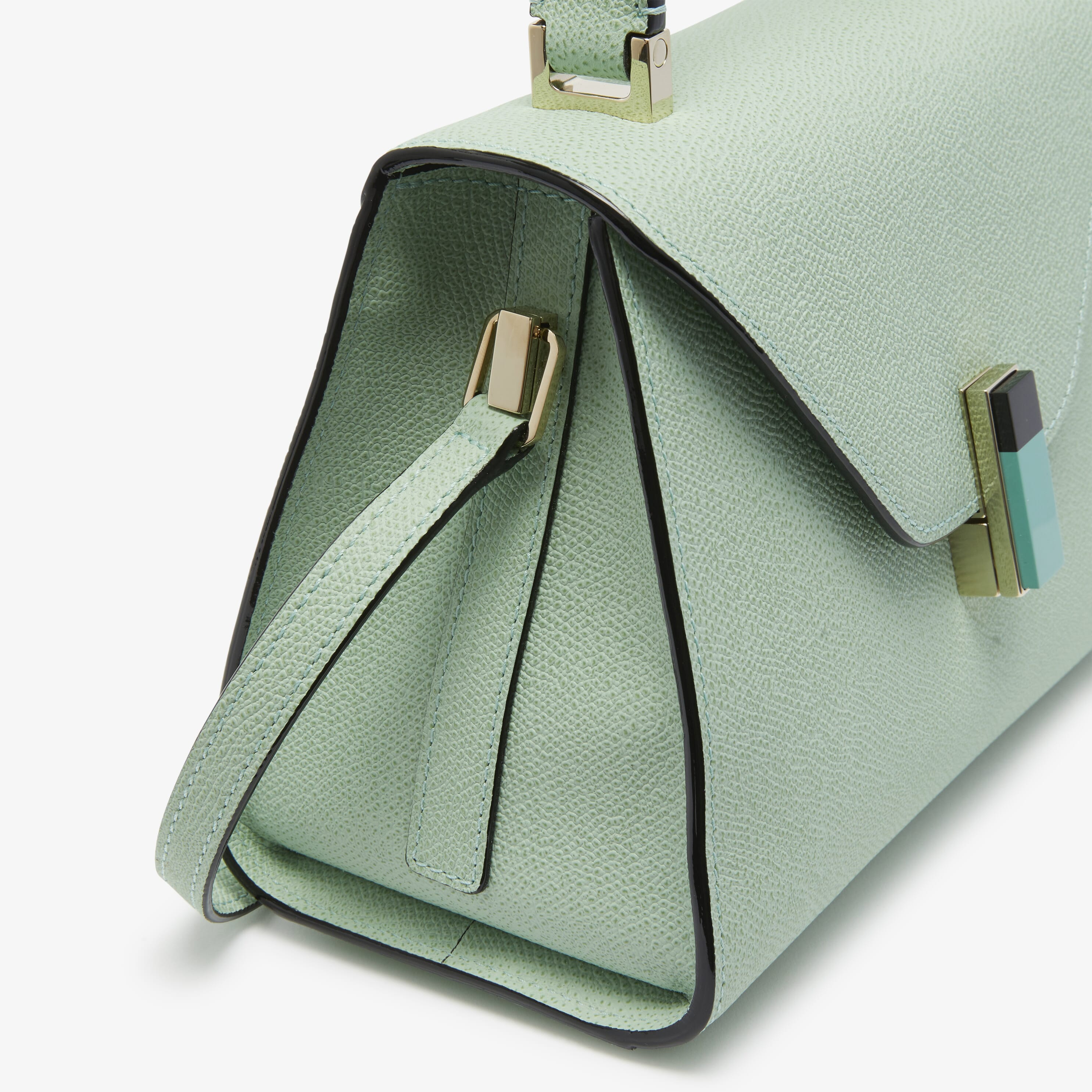 Iside Plexi Top Handle Mini Bag - Aqua Green/Spearmint Green/Black - Vitello VS - Valextra - 3