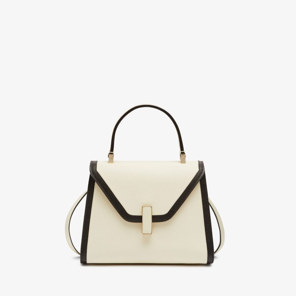 White Leather Mini top handle bag | Valextra Iside