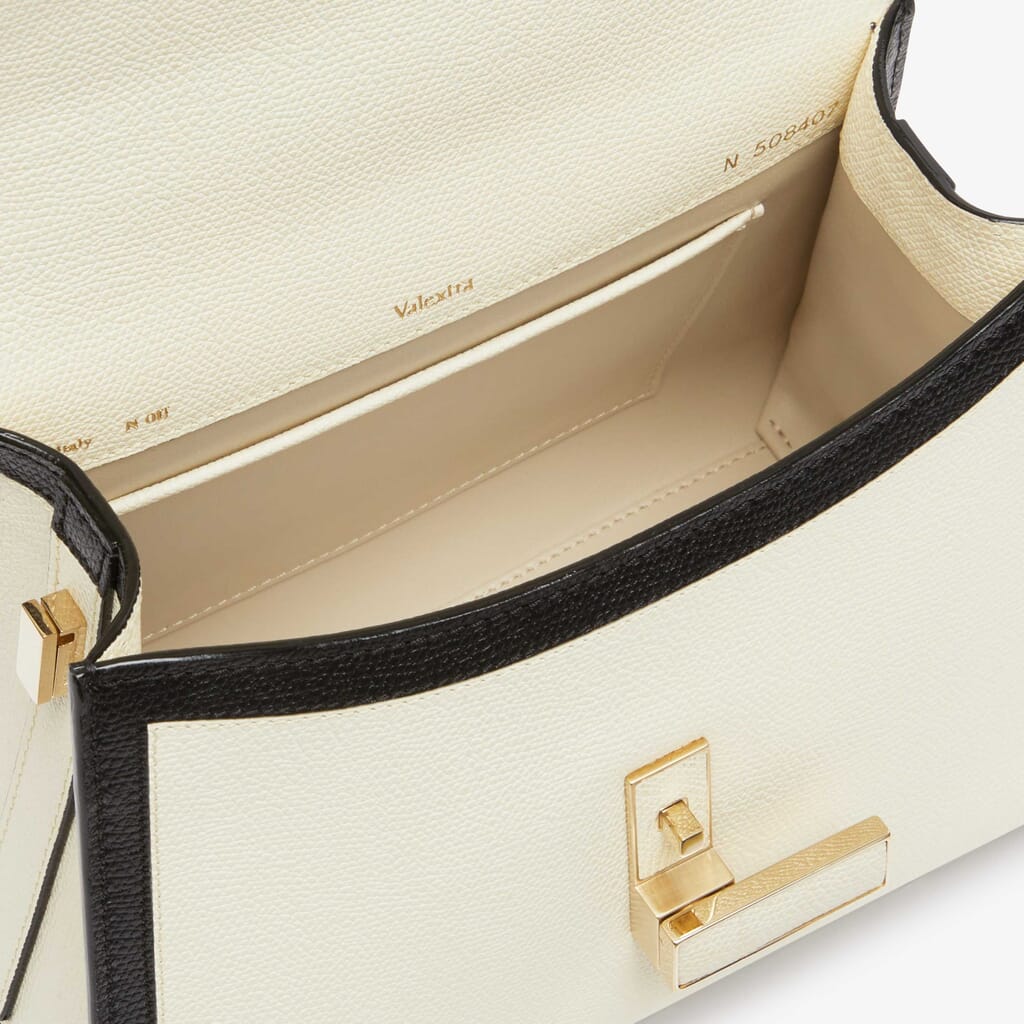 White Leather Mini top handle bag | Valextra Iside