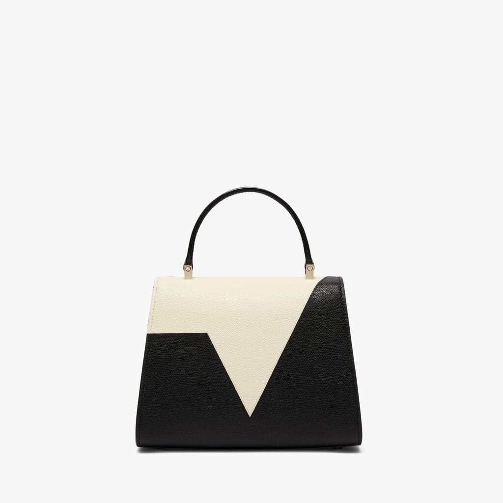 Black Mini top hand bag with geometric inlays | Valextra Iside