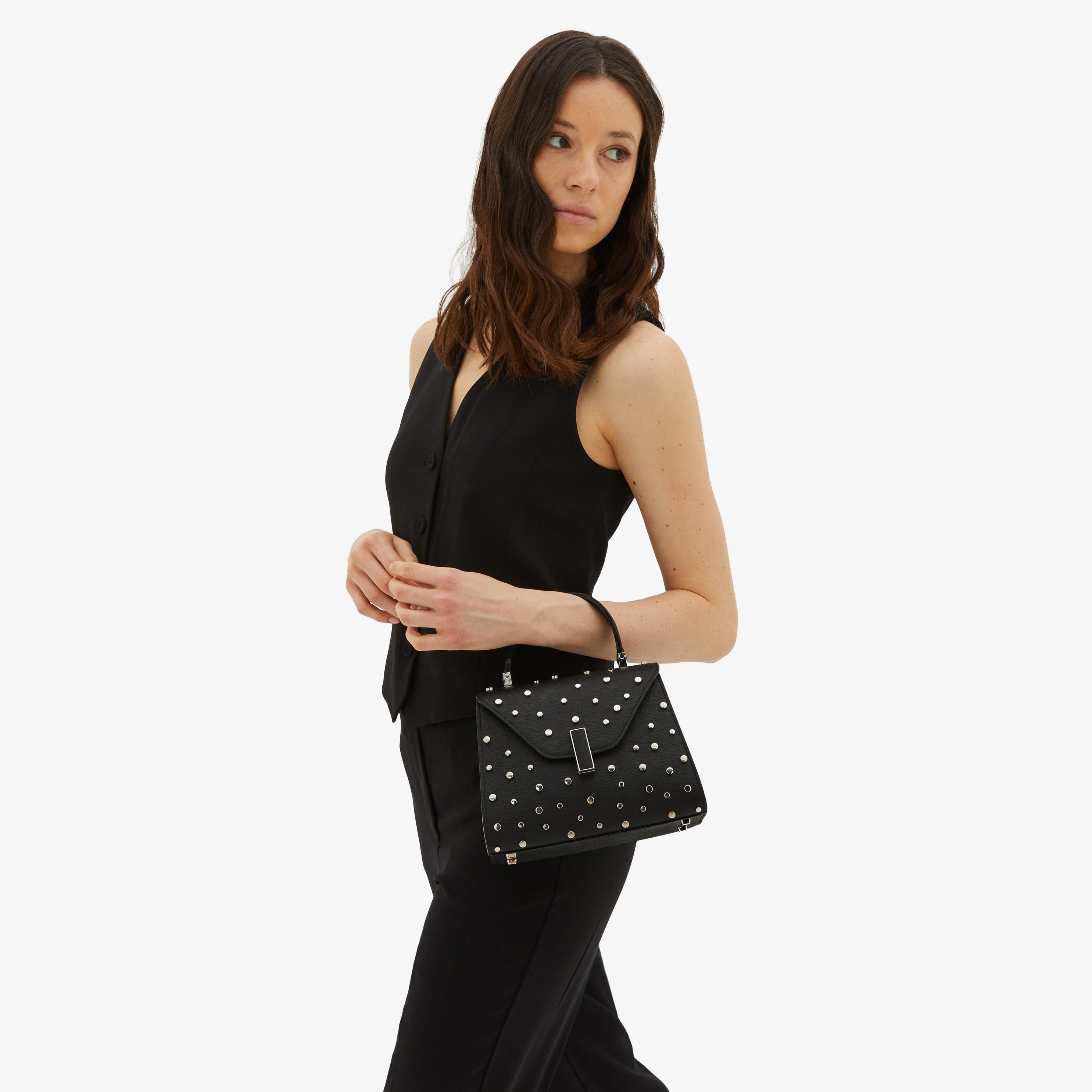 Women's Black Luxury Top Handle Mini Bag | Valextra Iside