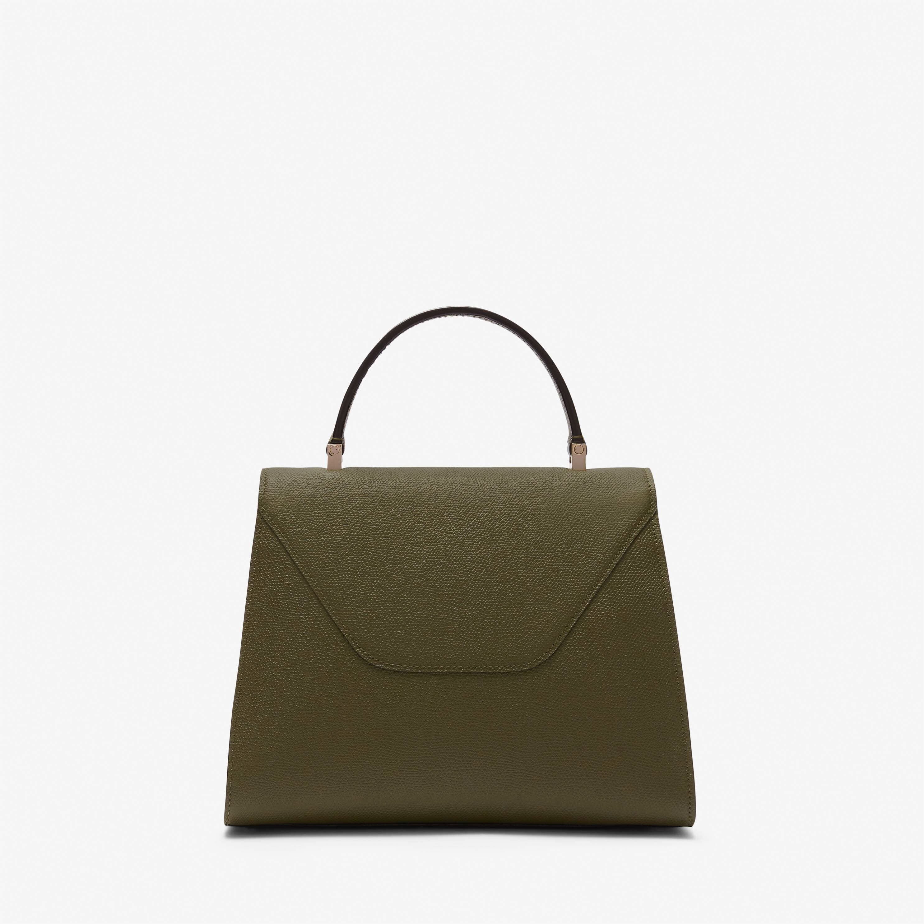 Military Green Leather Medium top handle bag | Valextra Iside
