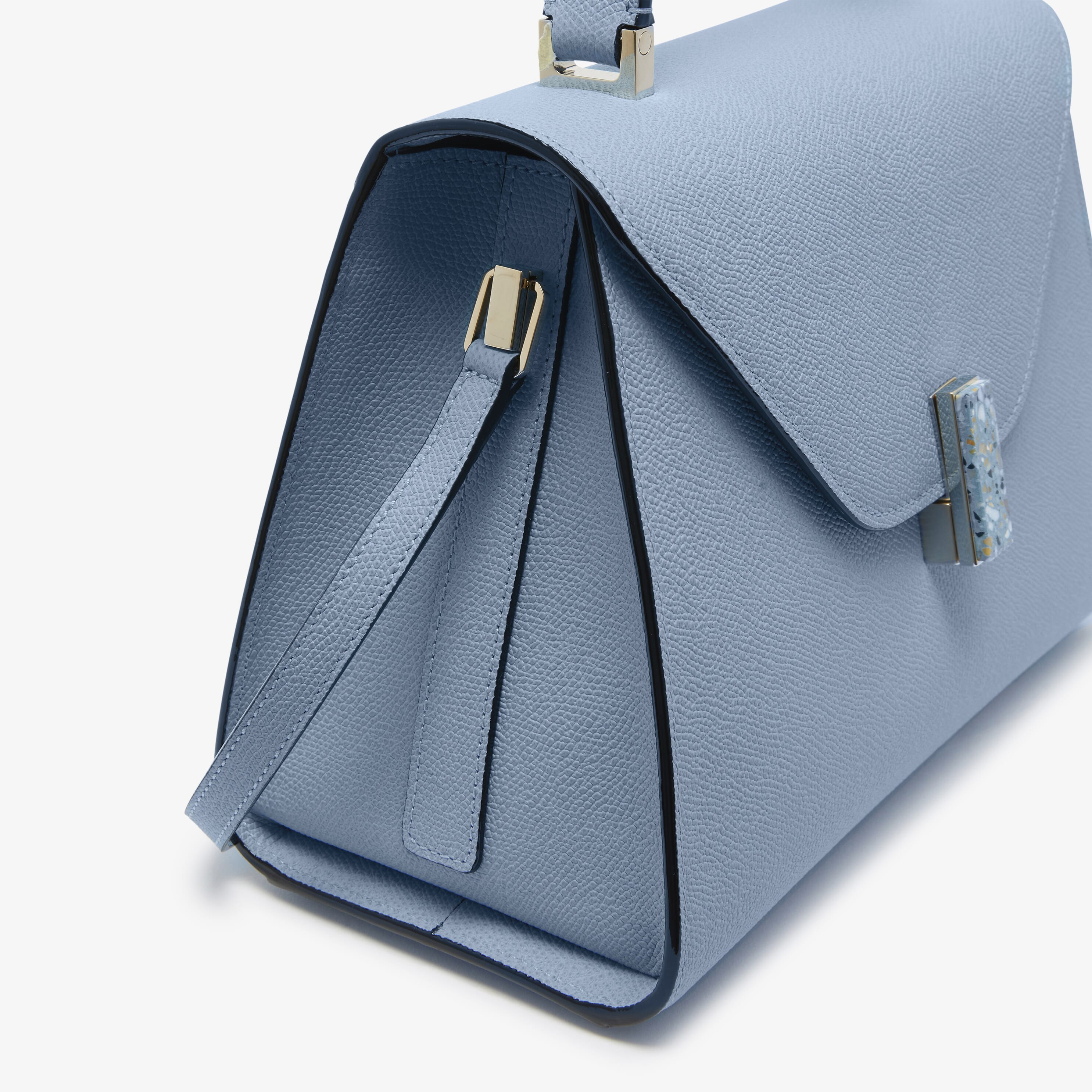 Iside Terrazzo Top Handle Medium Bag - Shirt Blue - Vitello VS - Valextra - 3