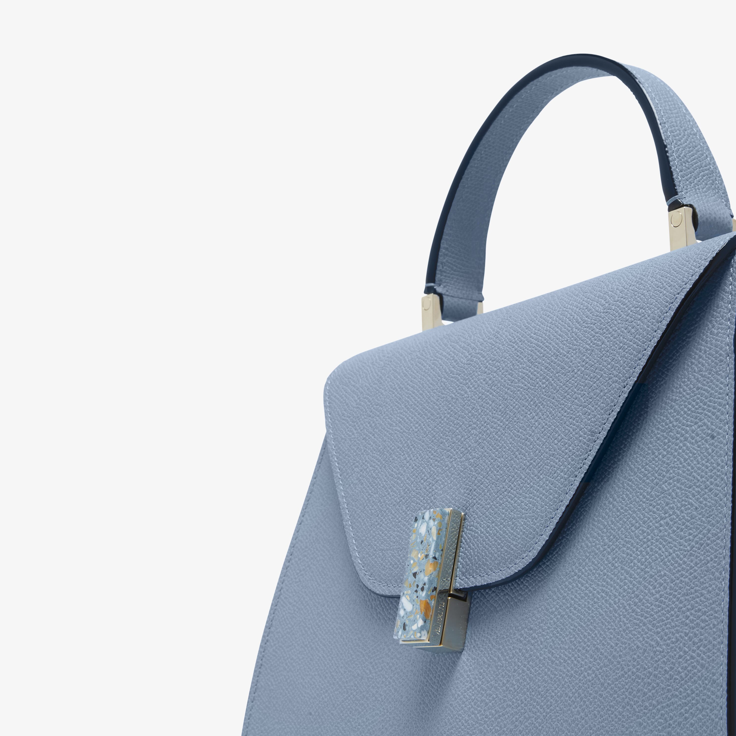 Iside Terrazzo Top Handle Medium Bag - Shirt Blue - Vitello VS - Valextra - 4
