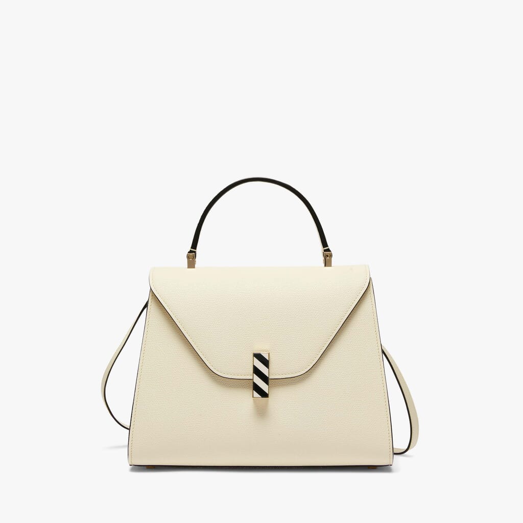 Valextra Iside Medium Leather Top-Handle Bag White