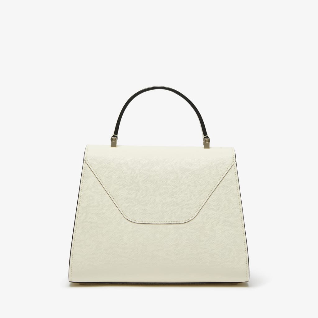 Cream & Black Leather top handle Medium bag | Valextra Iside