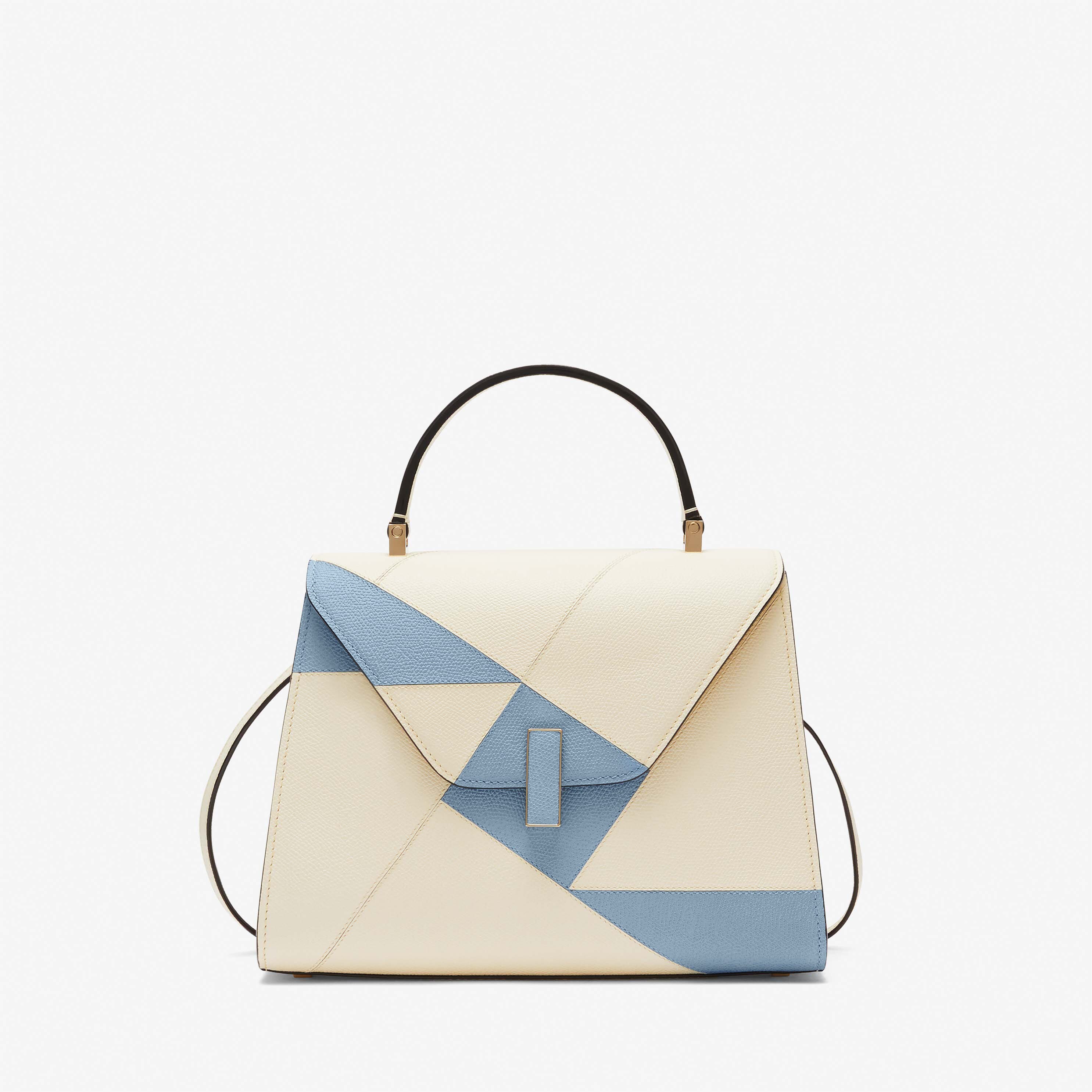 Iside Carousel Top handle Medium bag - Pergamena White/Shirt Blue - Vitello VS-Intarsio Rombo - Valextra - 1