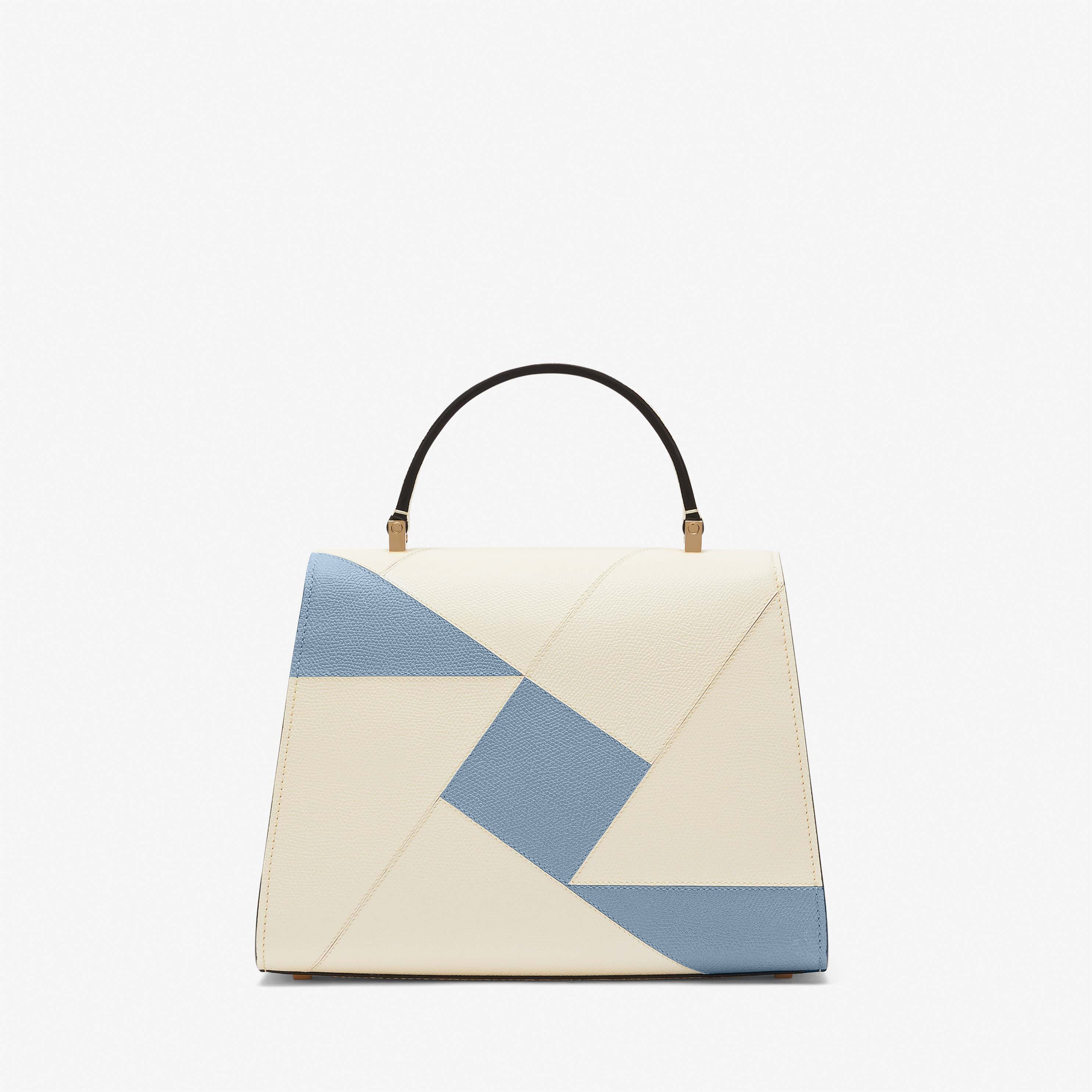 Iside Carousel Top handle Medium bag - Pergamena White/Shirt Blue - Vitello VS-Intarsio Rombo - Valextra - 5