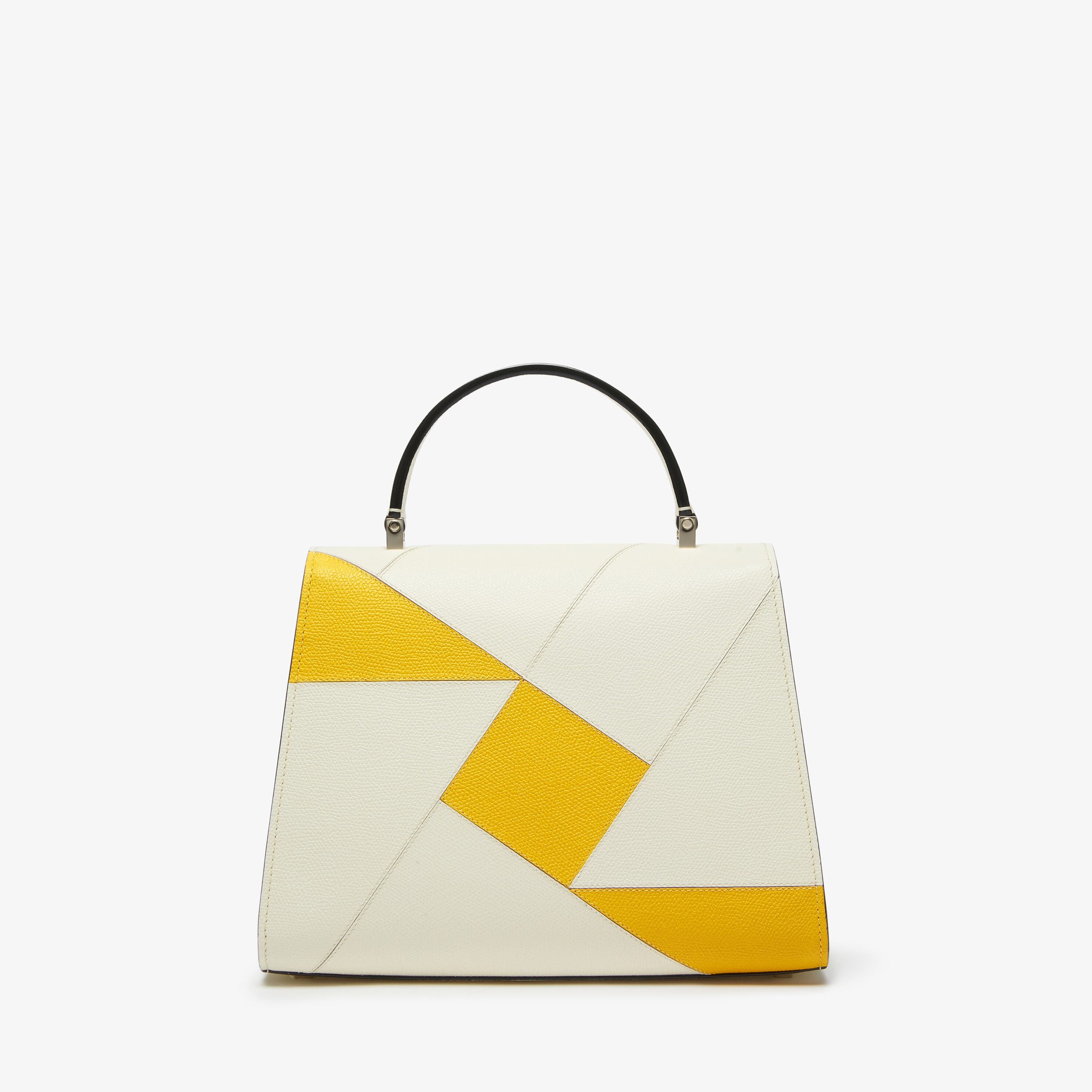 Iside Carousel Top handle Medium bag - Pergamena White/Sun Yellow - Vitello VS-Intarsio Rombo - Valextra - 5