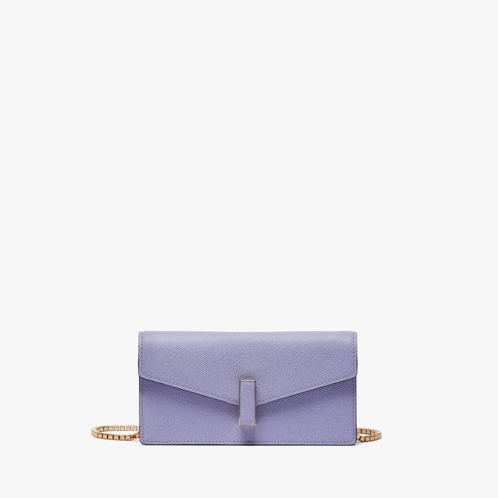 Women's Lilac Leather clutch bag with strap | Valextra Iside