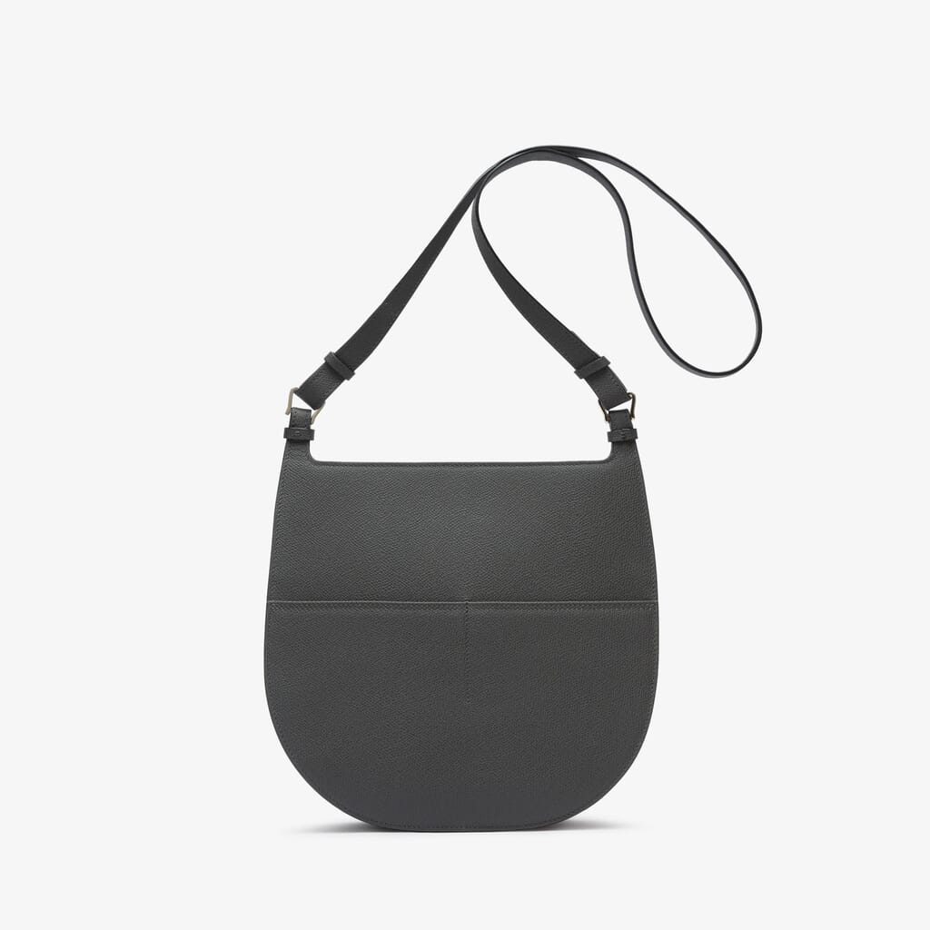 Valextra - Weekend Dark Gray Leather Convertible Hobo Bag