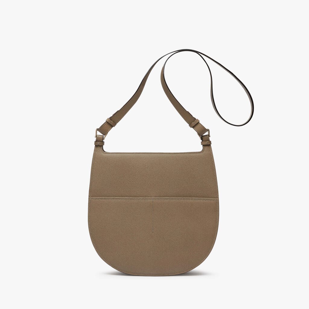Oyster Brown Leather Medium shoulder bag | Valextra Hobo