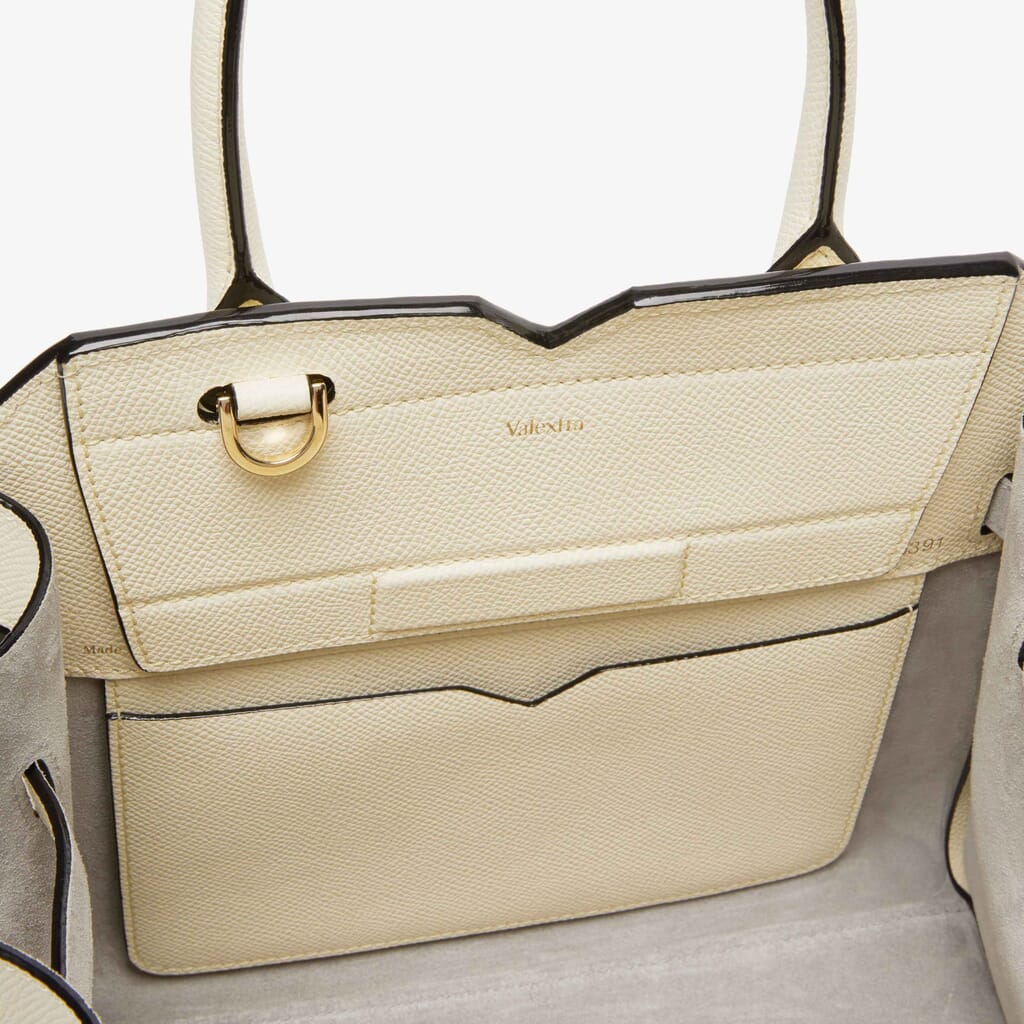 Women's White Luxury Leather Two Handles Bag | Valextra