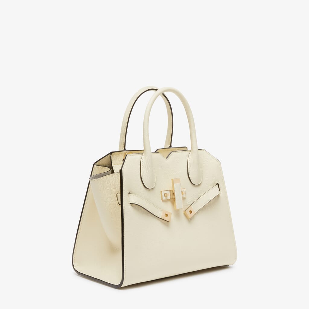 Women's White Luxury Leather Two Handles Bag | Valextra