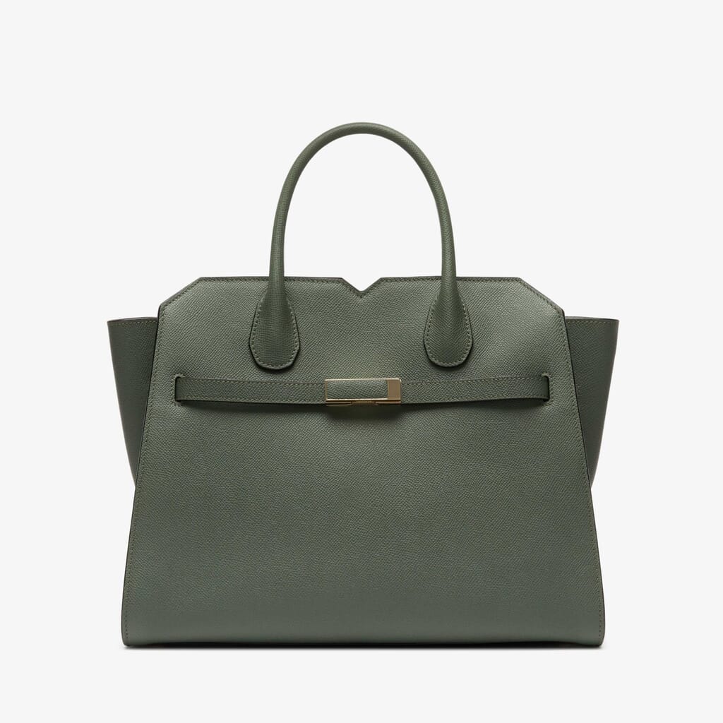 Valextra Milano bag: Luxury structured two handles leather purse