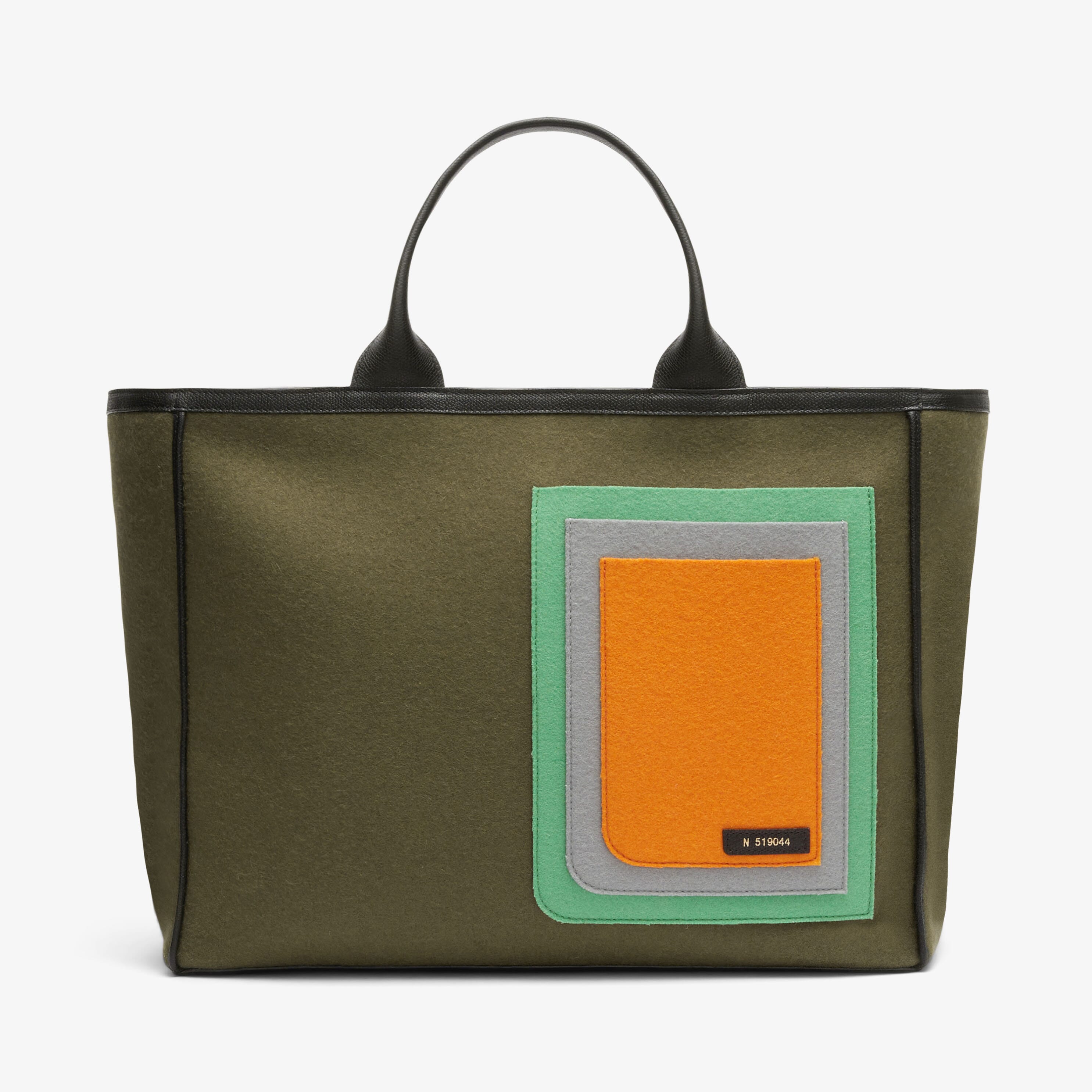 Soft Tote Felt Large Bag - Military Green/Grass Green/Ash Grey/Orange/Black - Feltro/Vitello VS - Valextra - 1