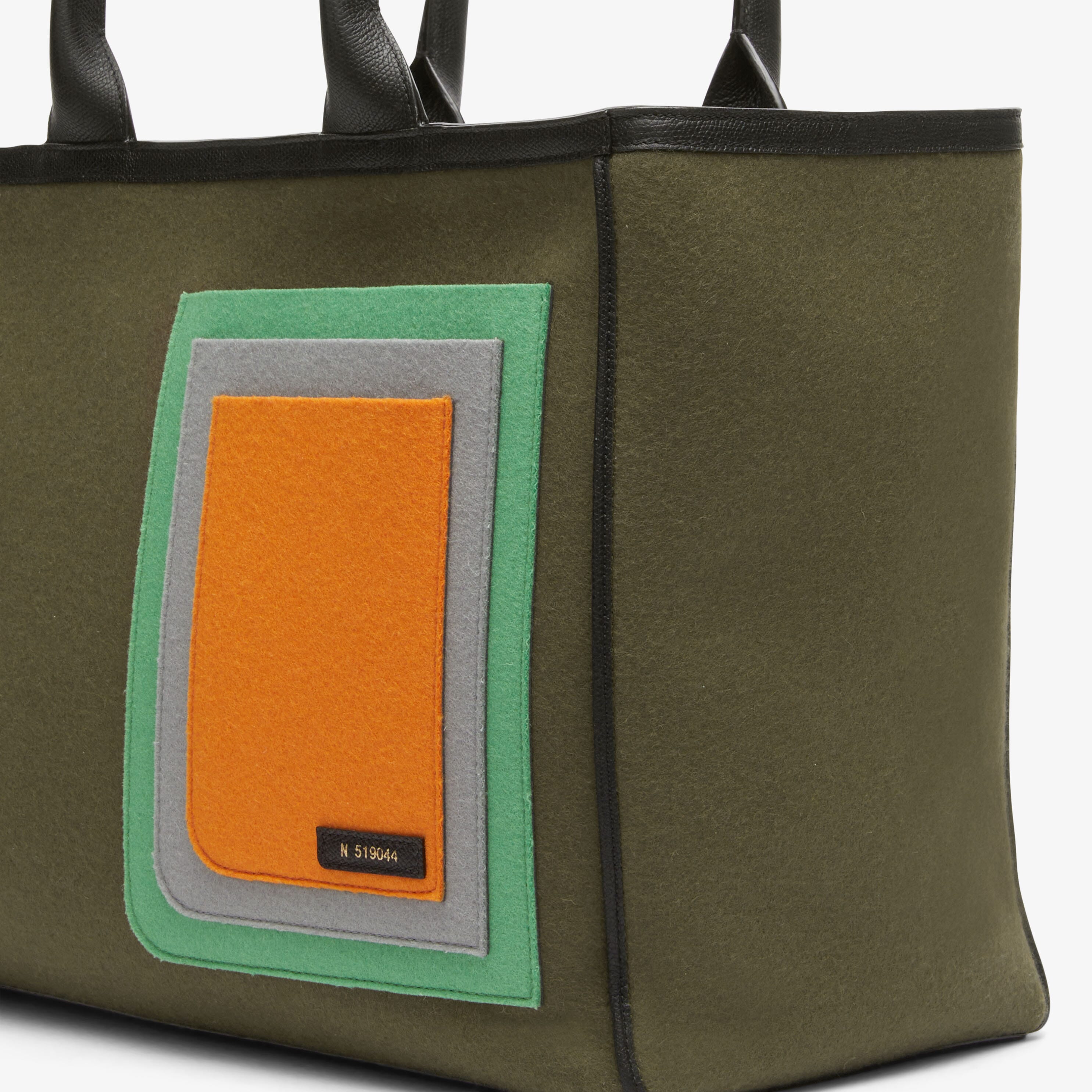 Soft Tote Felt Large Bag - Military Green/Grass Green/Ash Grey/Orange/Black - Feltro/Vitello VS - Valextra - 3