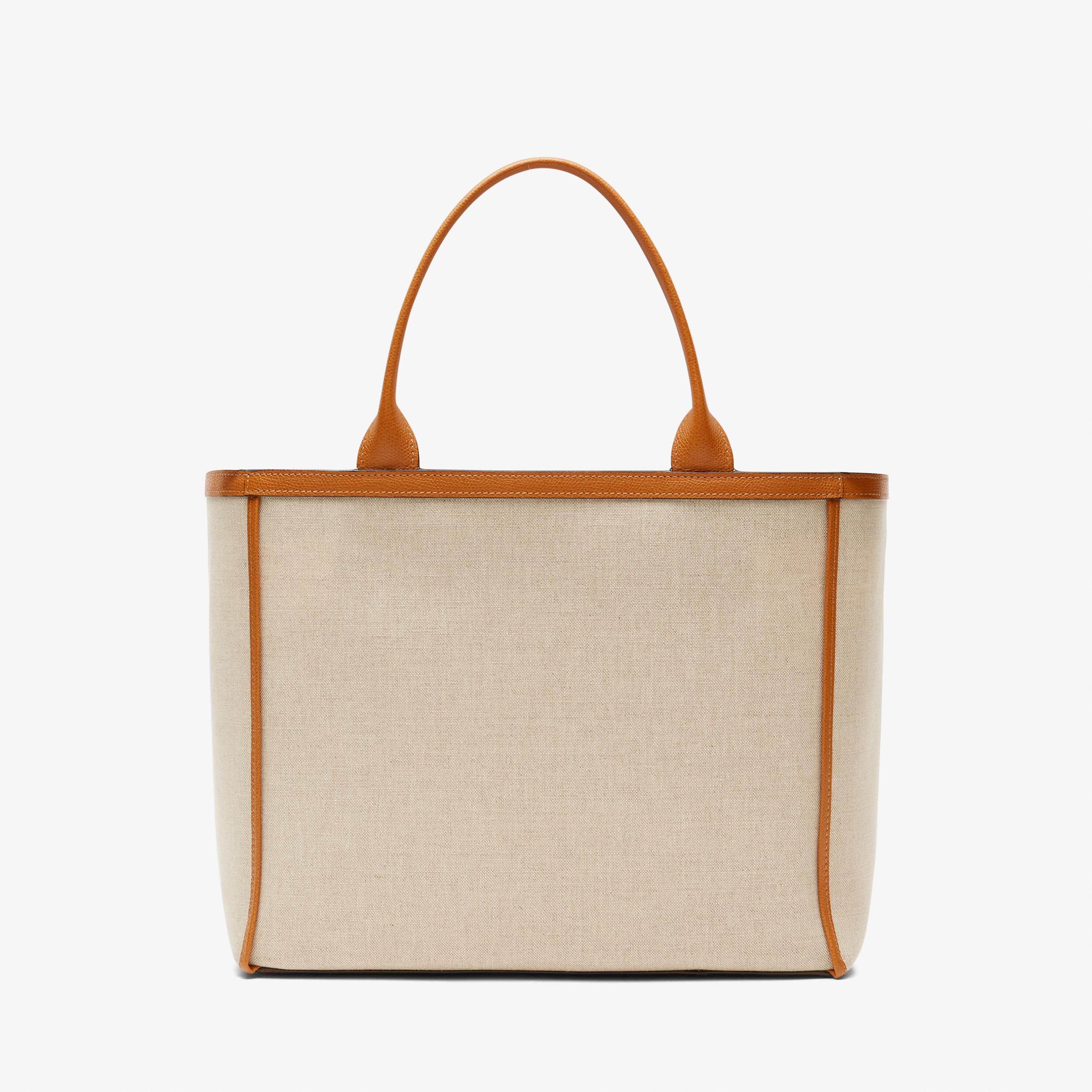 Shopping Medium Bag Canvas - Sand Brown/Havana Brown - Tessuto Canvas/VS - Valextra - 6