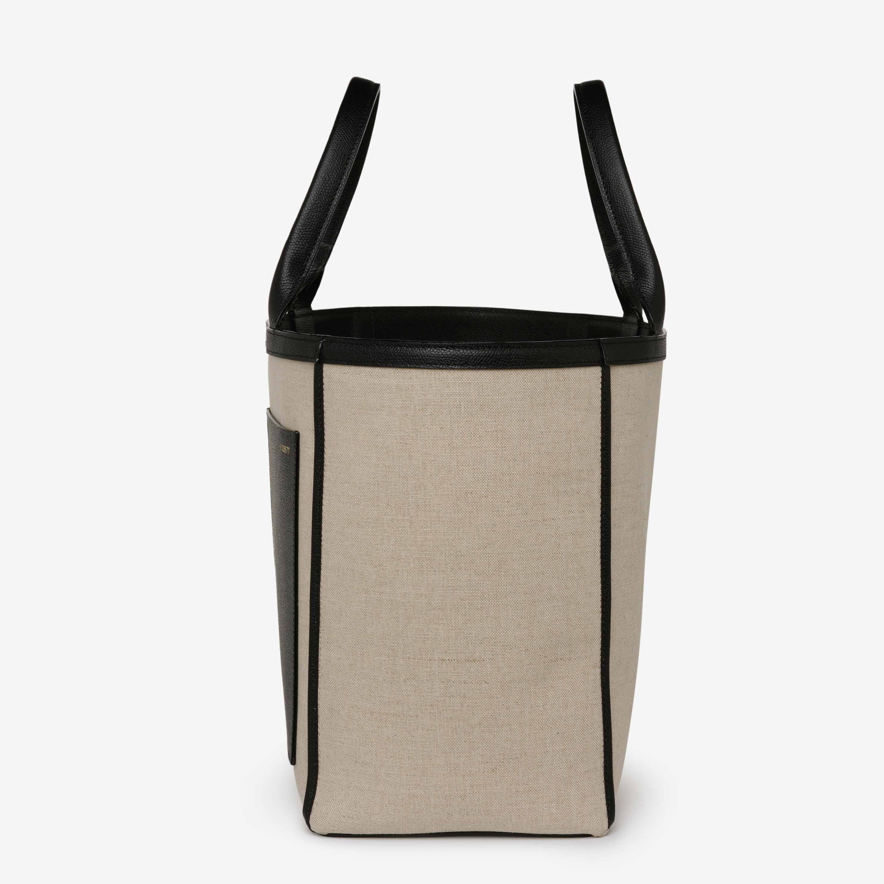 Shopping Medium Bag Canvas - Sand Brown/Black - Tessuto Canvas/VS - Valextra - 2