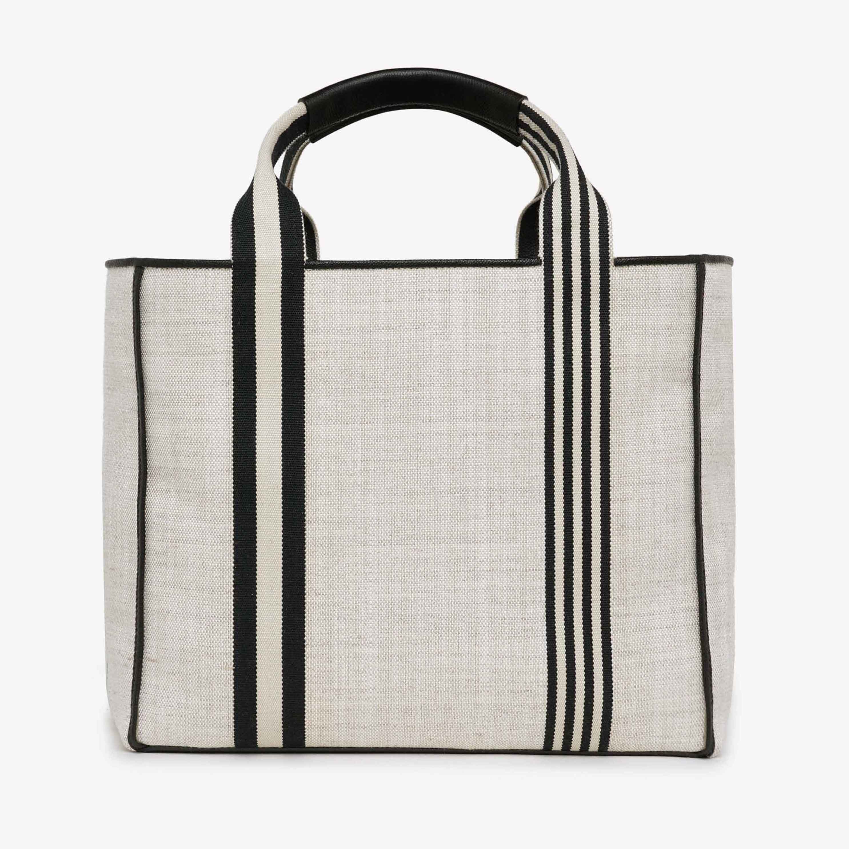 Linear Fabric Medium Tote Bag - Sand Brown/Black - Tessuto Linear/VS - Valextra - 3